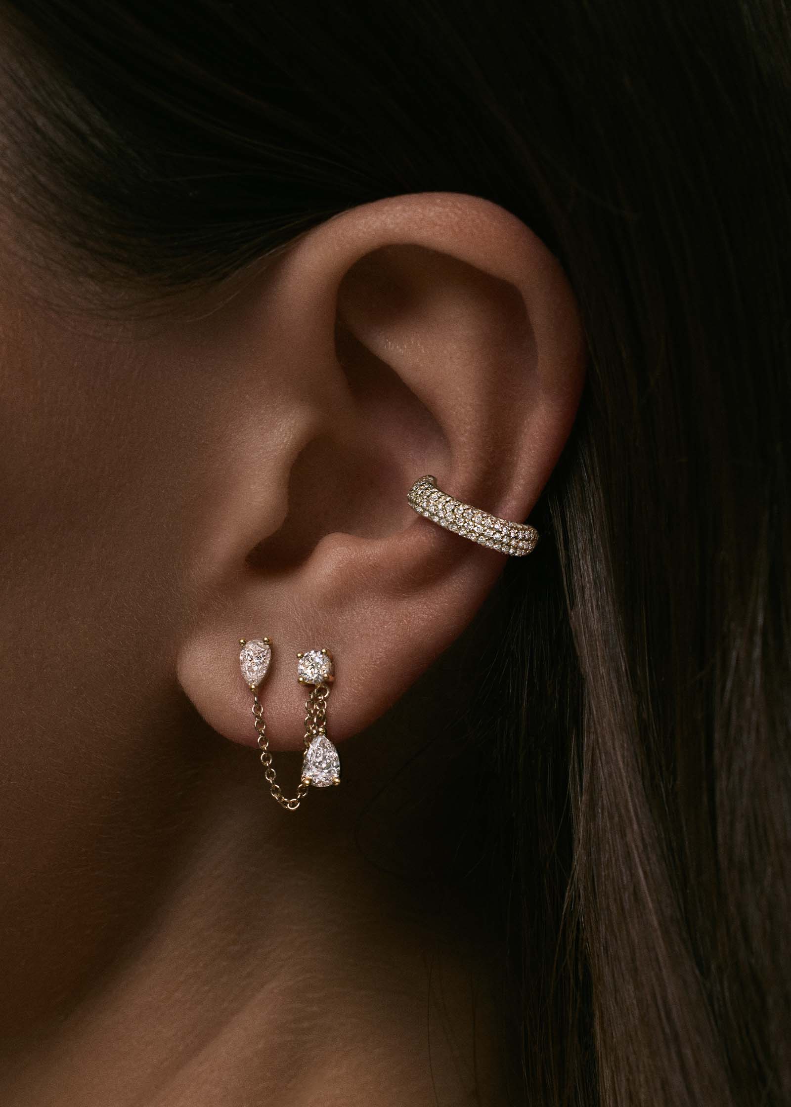 Kinn - Doubles Diamond Chain Earring - Image 2