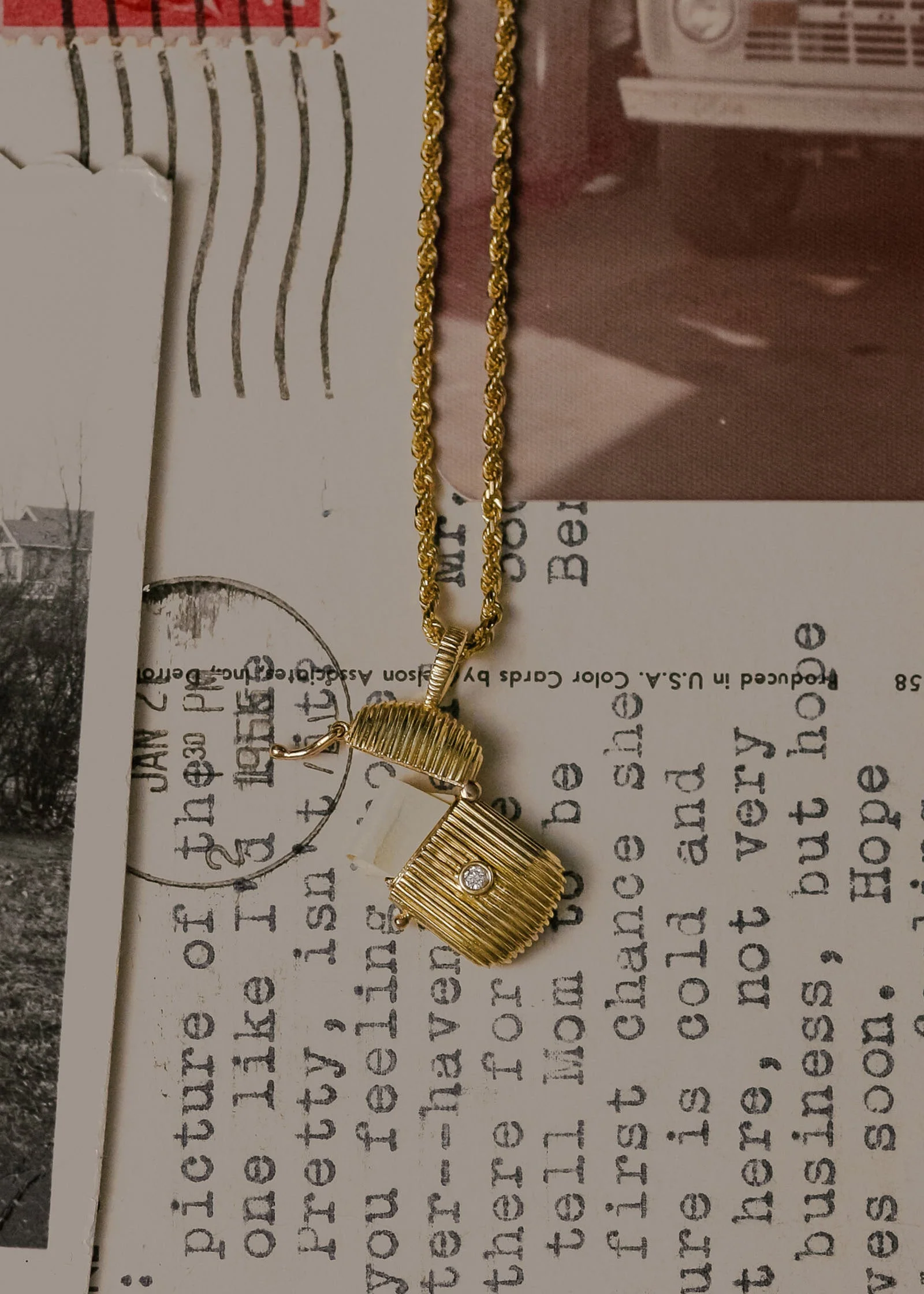 Kinn - Relic Ribbed Locket Necklace Diamond - Image 6