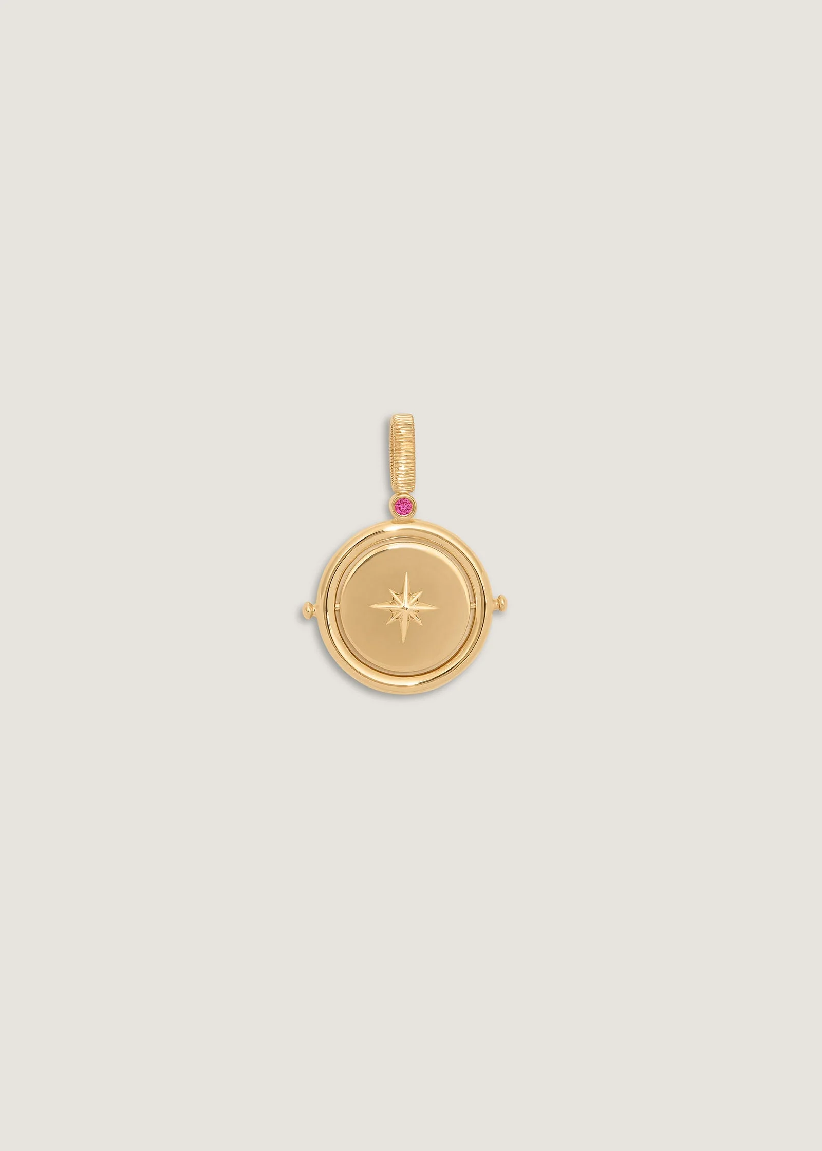 Kinn - Round North Star Birthstone Pendant Pink Tourmaline