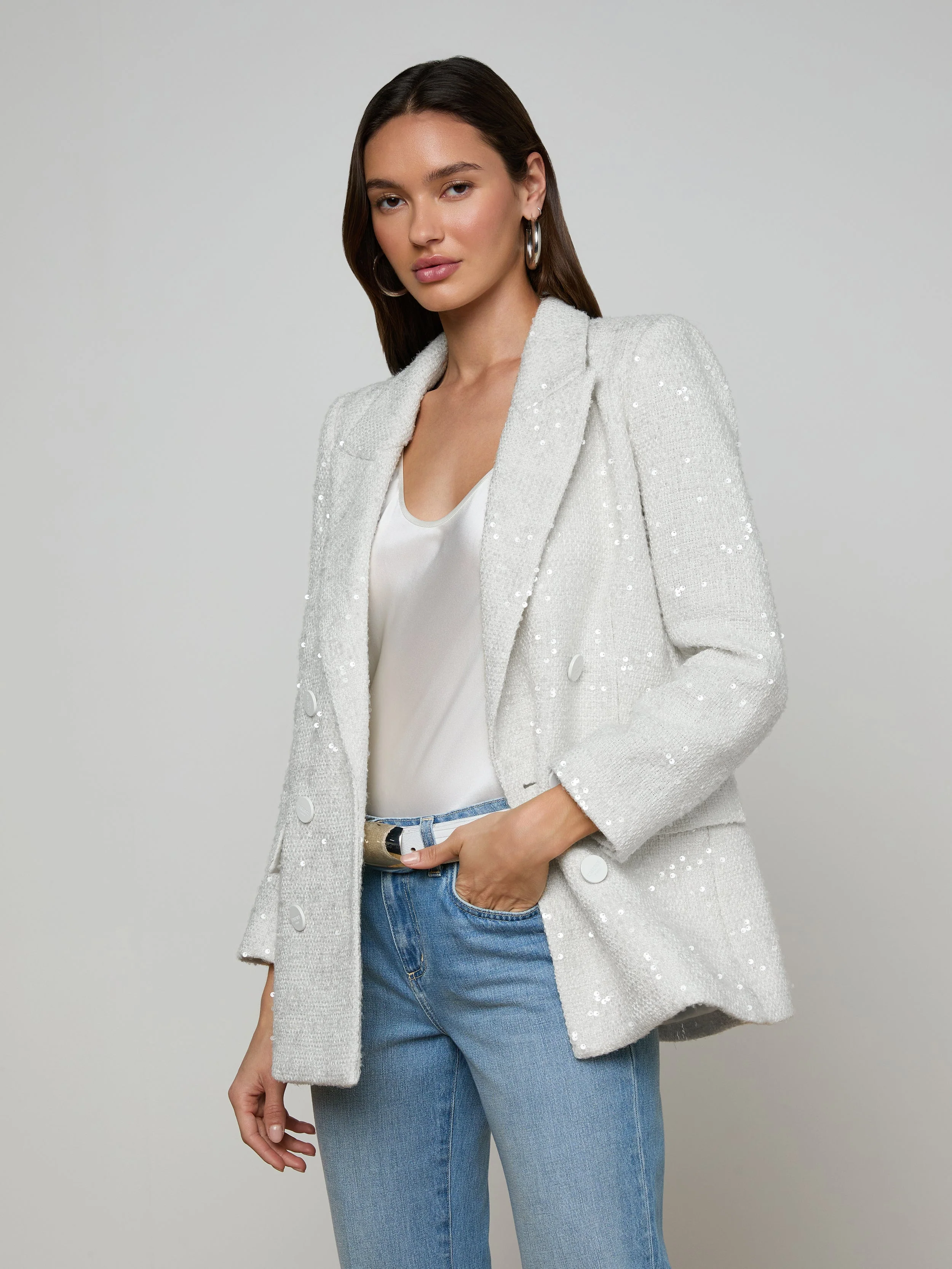 L'AGENCE - Cambrie Oversized Sequin Blazer - Image 2