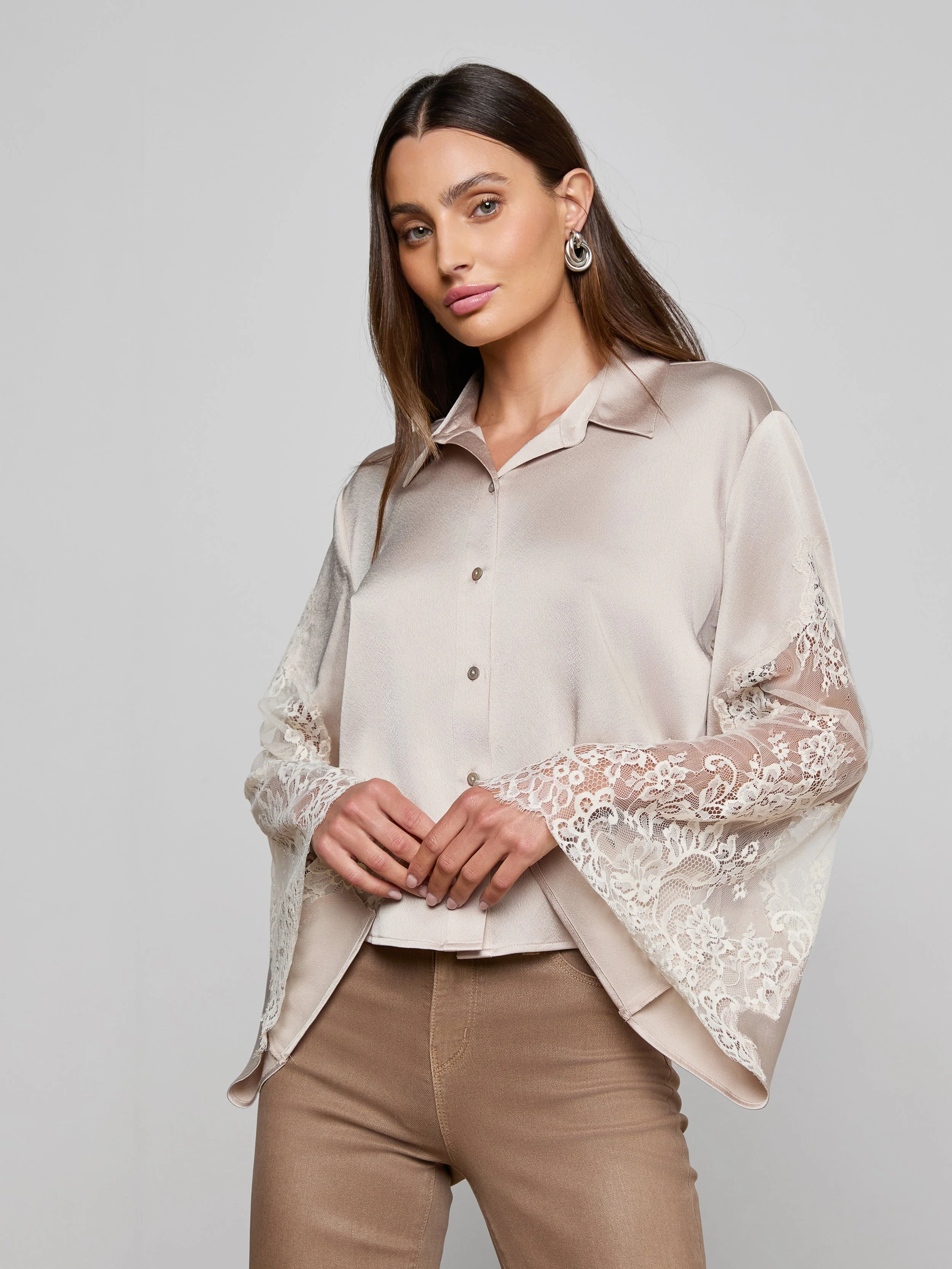 L'AGENCE - Capri Lace Sleeve Blouse - Image 2