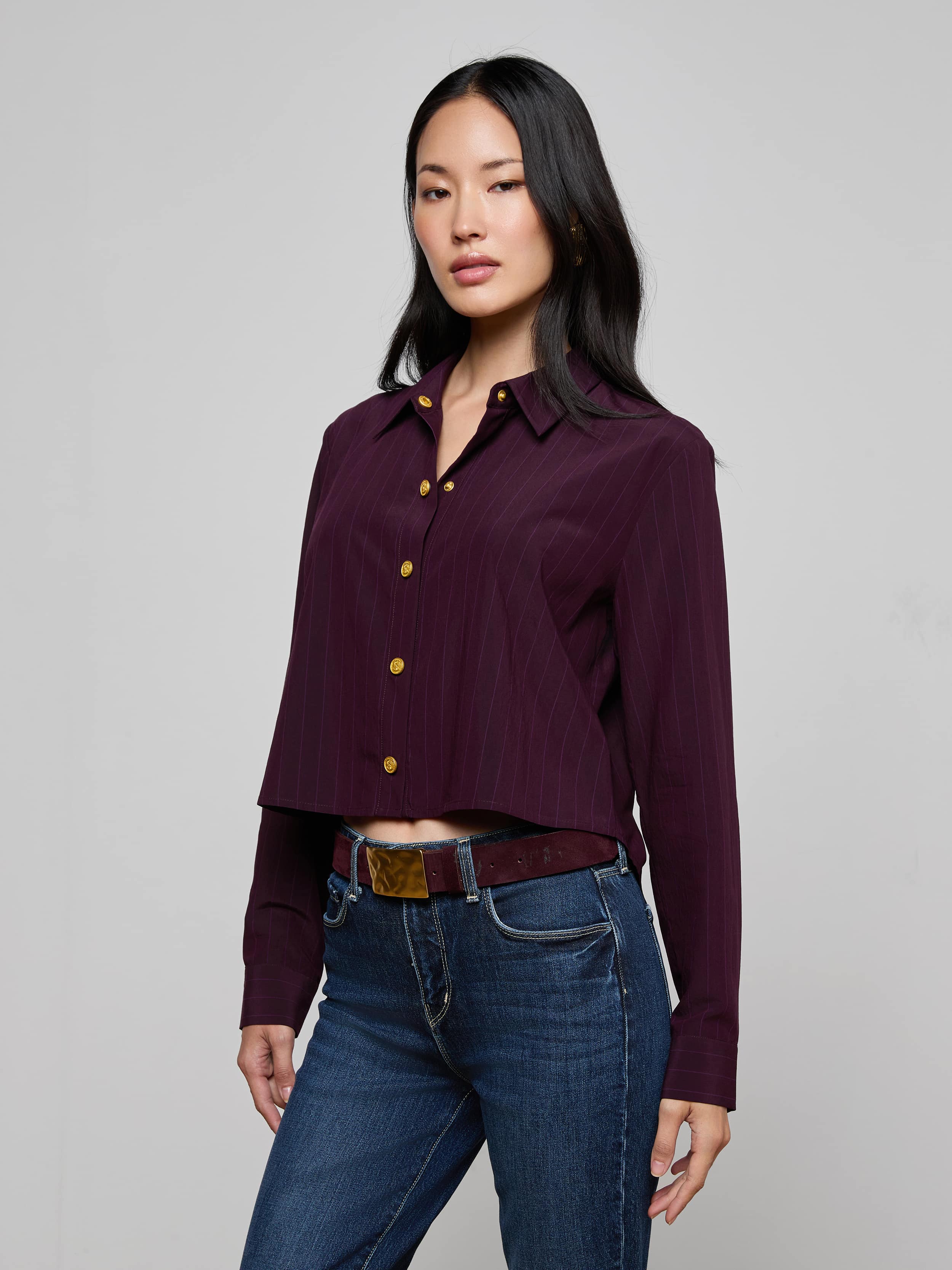 L'AGENCE - Cosette Pinstriped Shirt - Image 2