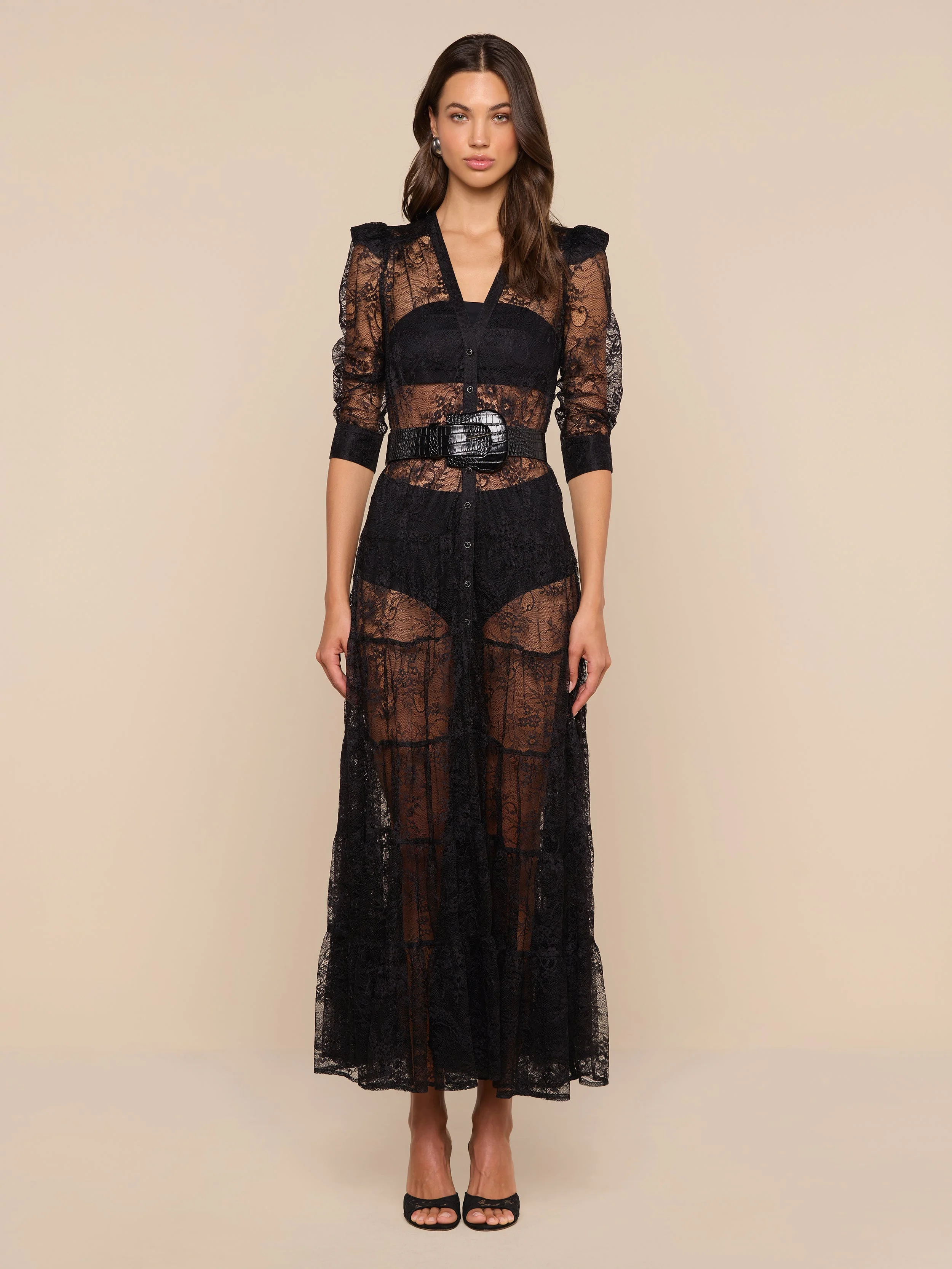 L'AGENCE - Seraphina Lace Tiered Maxi Dress - Image 3