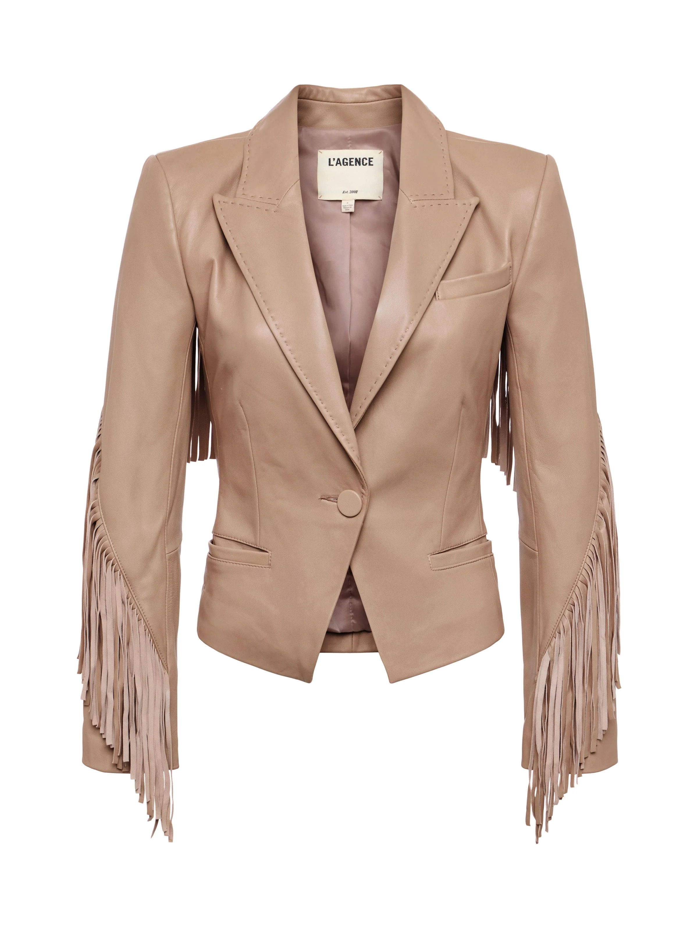 L'AGENCE - Vashti Fringed Leather Blazer - Image 7