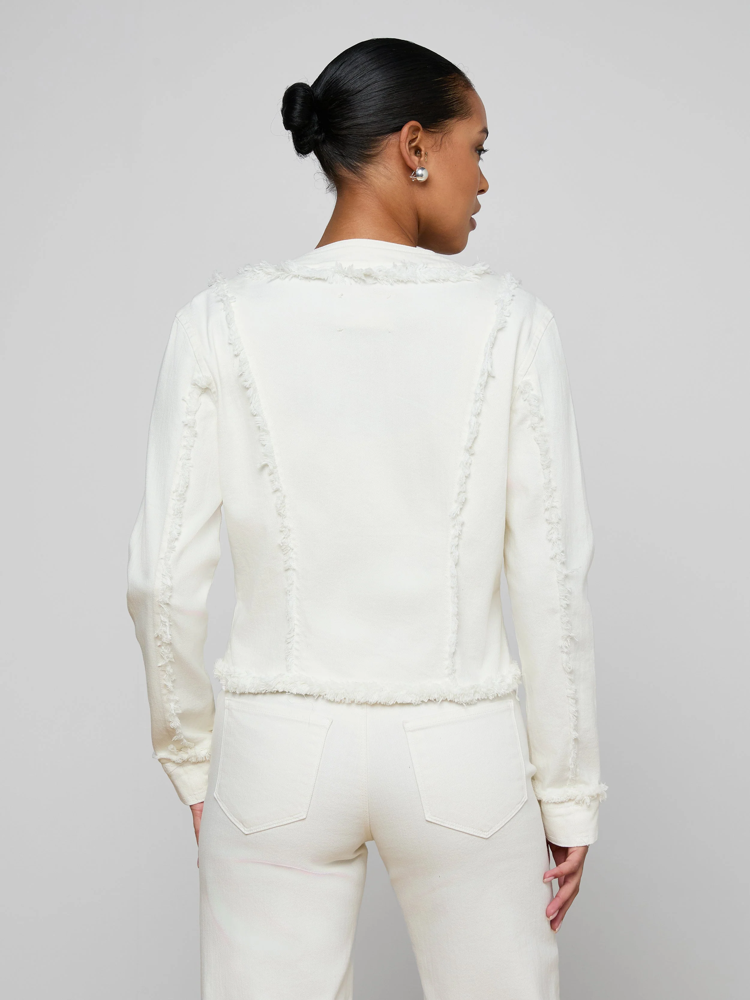 L'AGENCE - Yarin Collarless Fray Jacket - Image 4