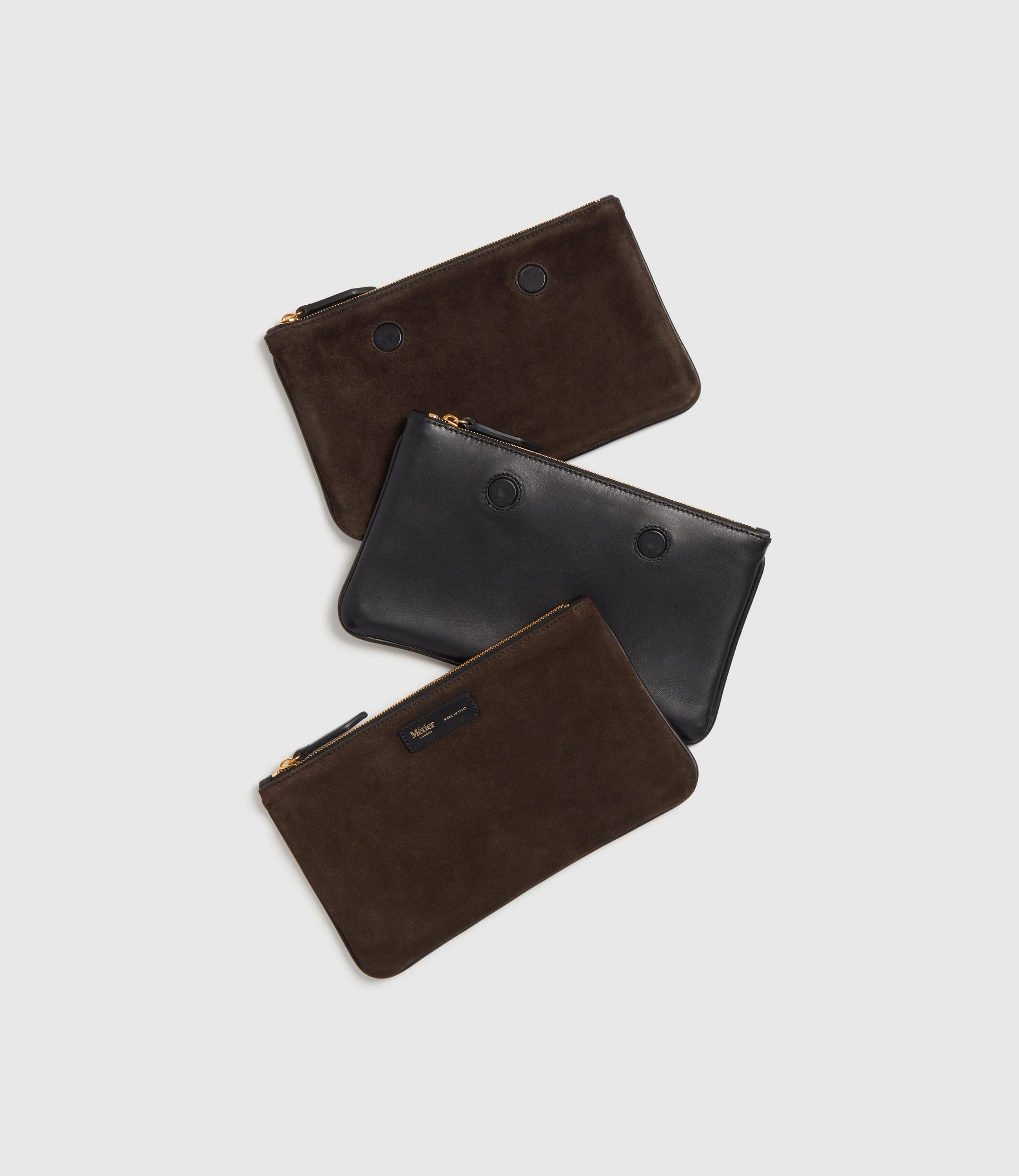 Metier - Magnetic Trio Clutch Large Suede Chocolate - Image 3