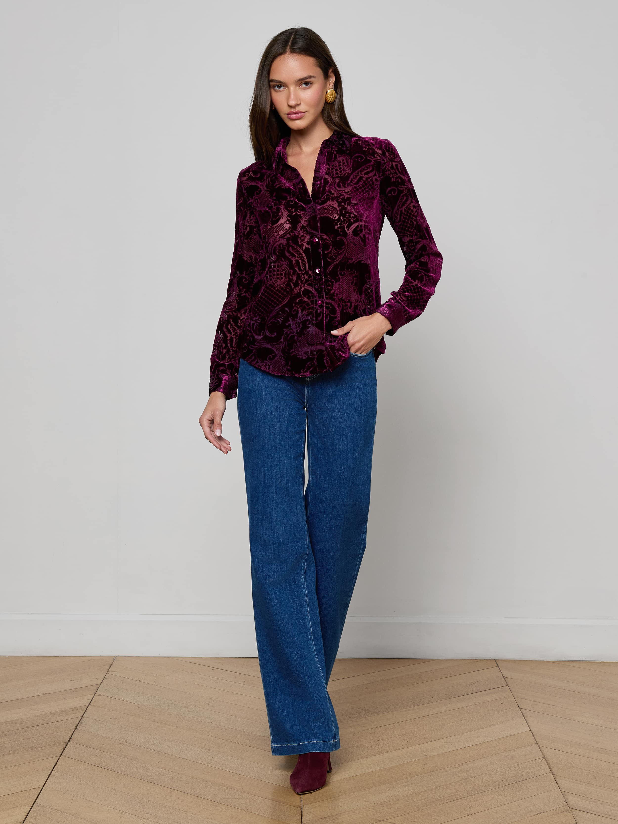 L'AGENCE - Laurent Velvet Blouse - Image 9