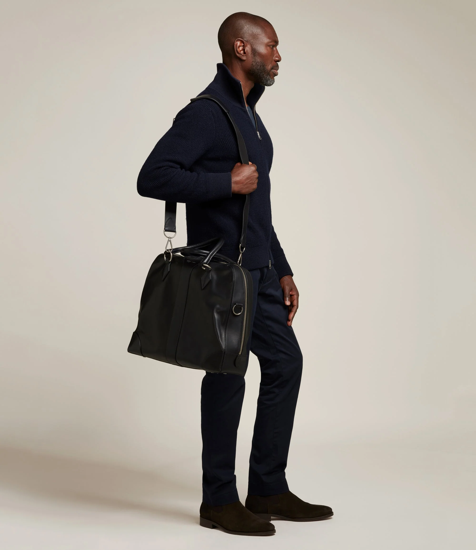 Metier - Le Petit Voyage Overnight Briefcase Atelier Calfskin Black - Image 5