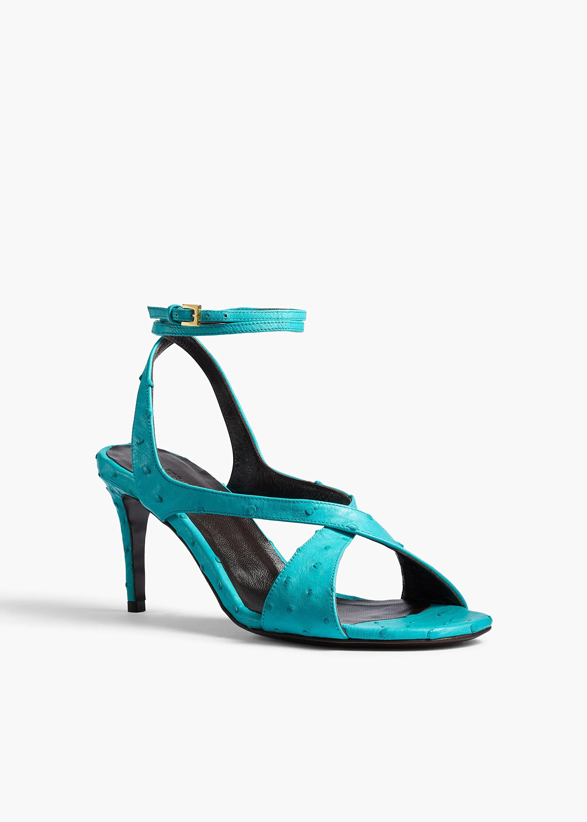 Khaite - Liria Ankle Strap Sandal in Crystal Blue Ostrich - Image 2