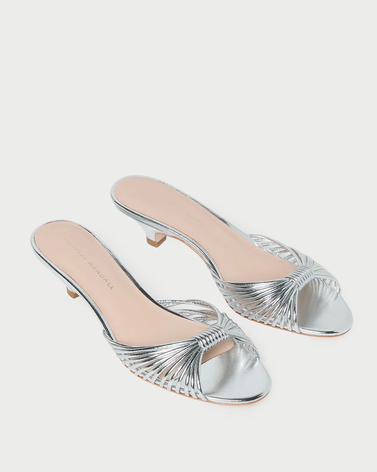 Loeffler Randall - Dixie Silver Leather Kitten Heel - Image 4