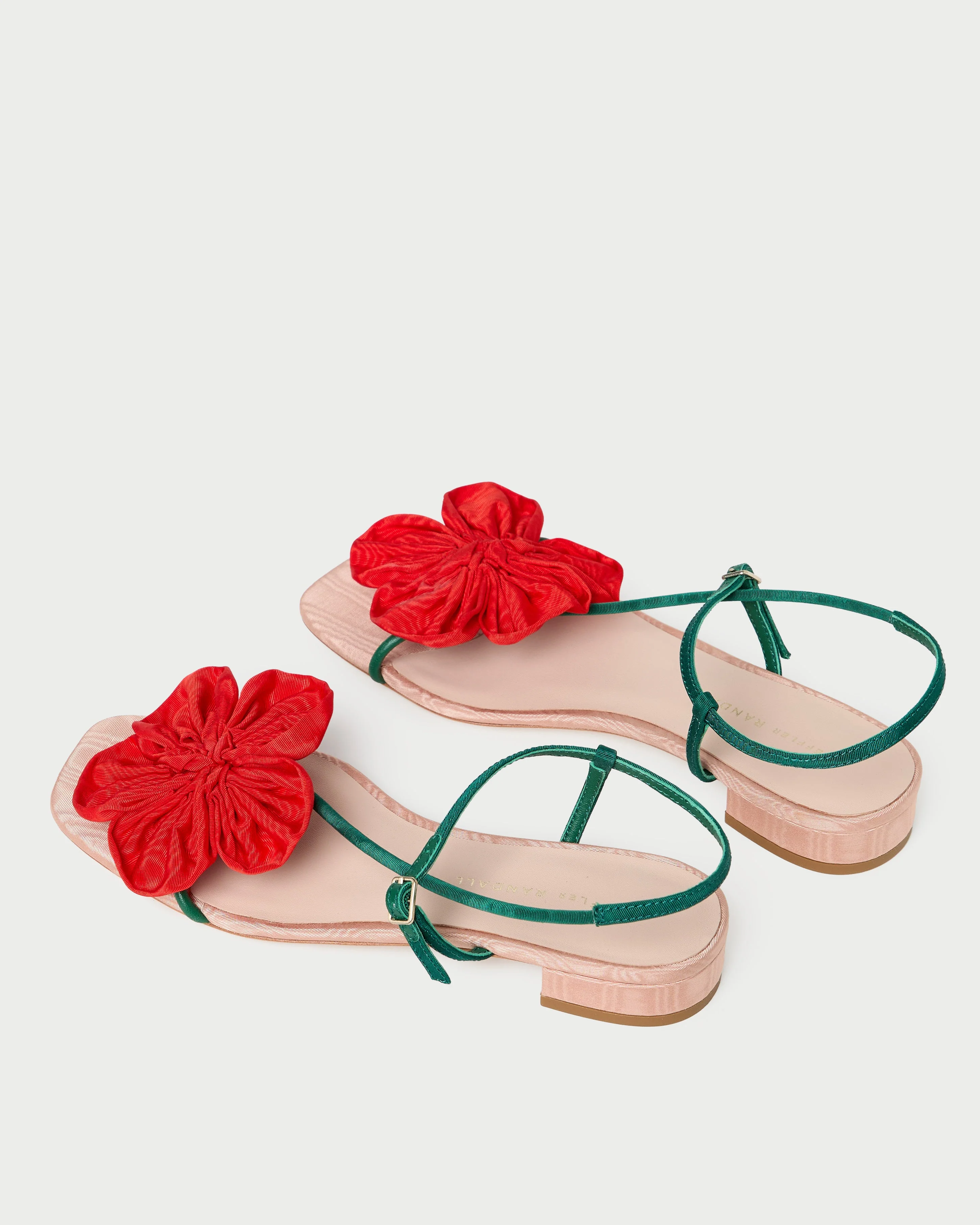 Loeffler Randall - Genevieve Red/Green Moiré Flower Sandal - Image 4
