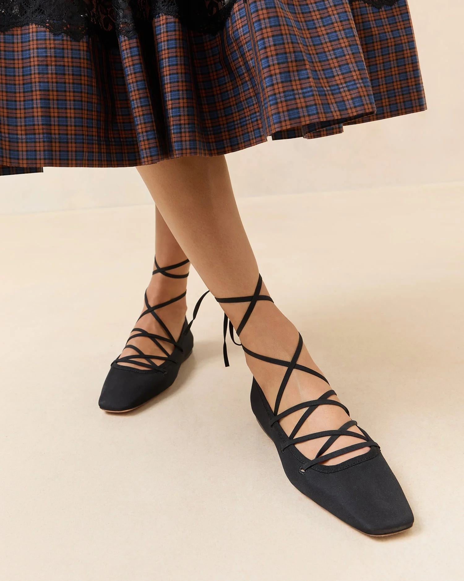 Loeffler Randall - Louisa Black Lace - Up Ballet Flat - Image 2