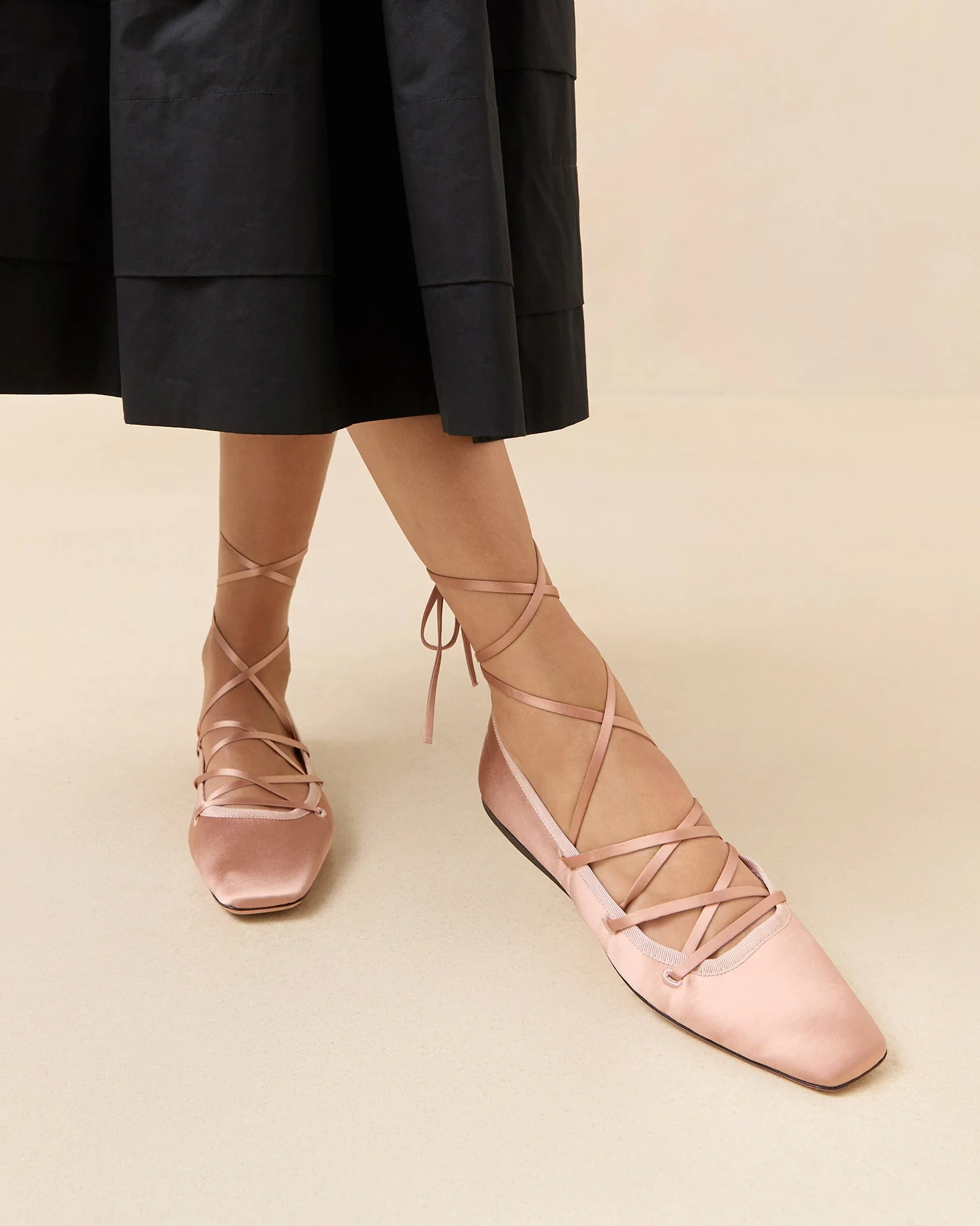 Loeffler Randall - Louisa Blush Lace - Up Ballet Flat - Image 2