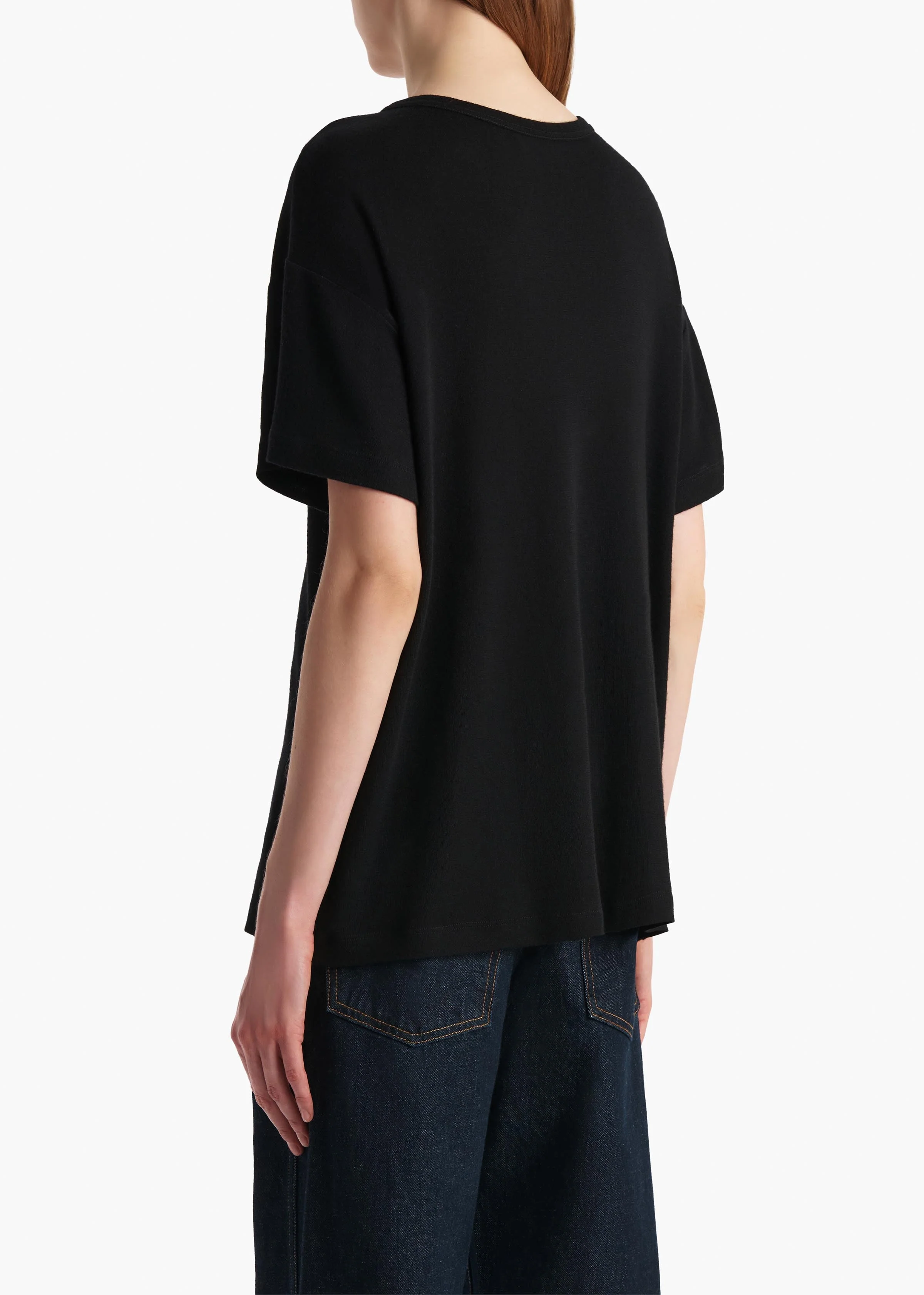 Khaite - Maeve T - Shirt in Black Silk Cashmere Jersey - Image 4