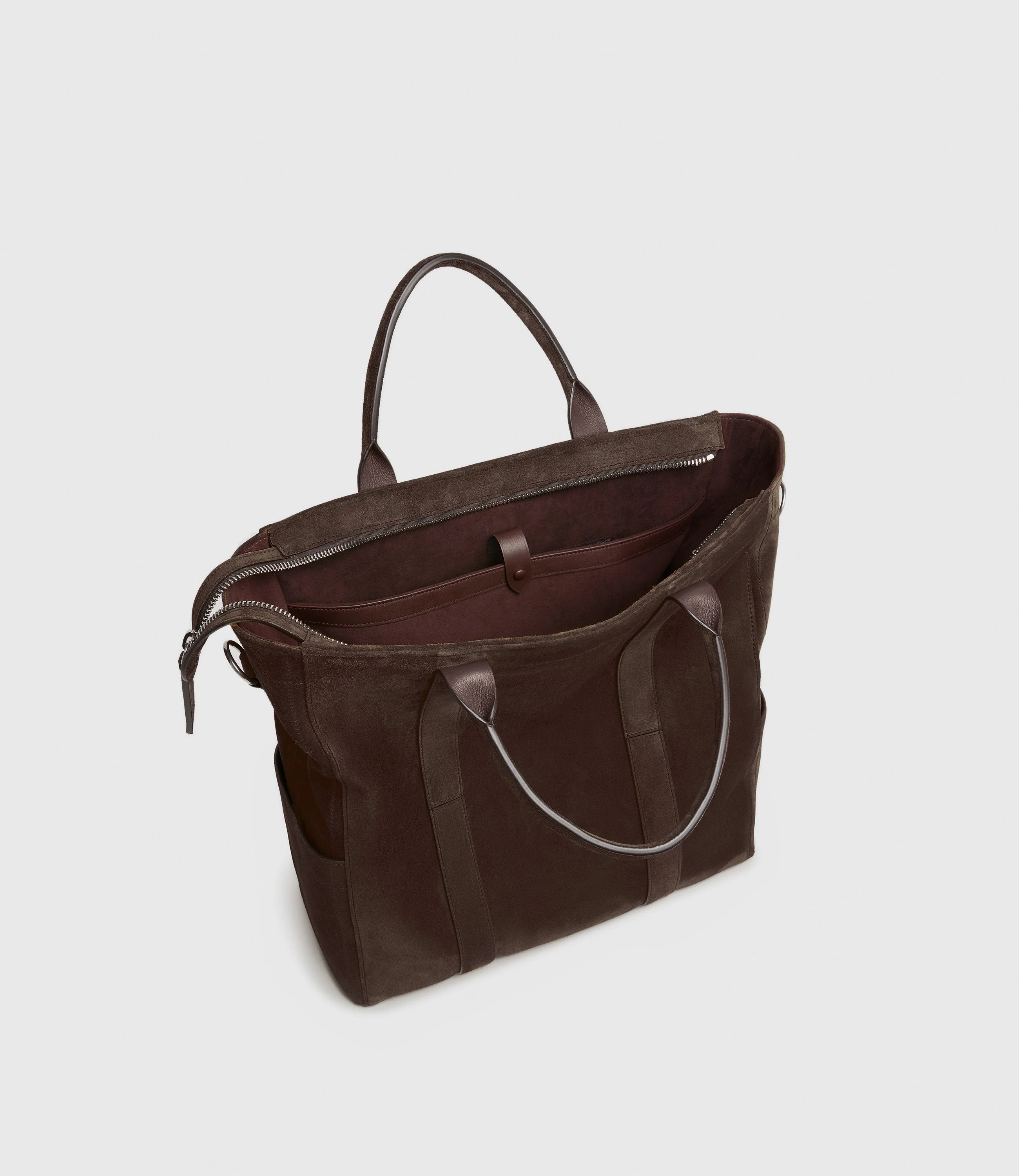 Metier - Mariner Zippered Tote Suede Chocolate - Image 3