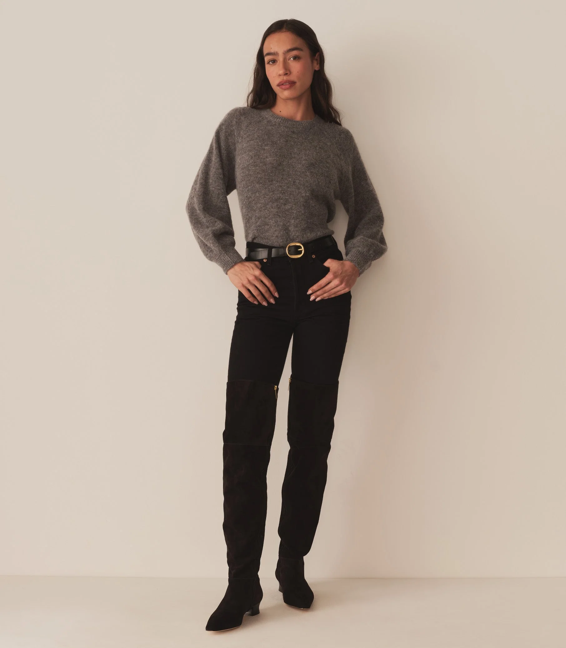 DÔEN - MARSENA SWEATER -- DARK HEATHER GREY - Image 2