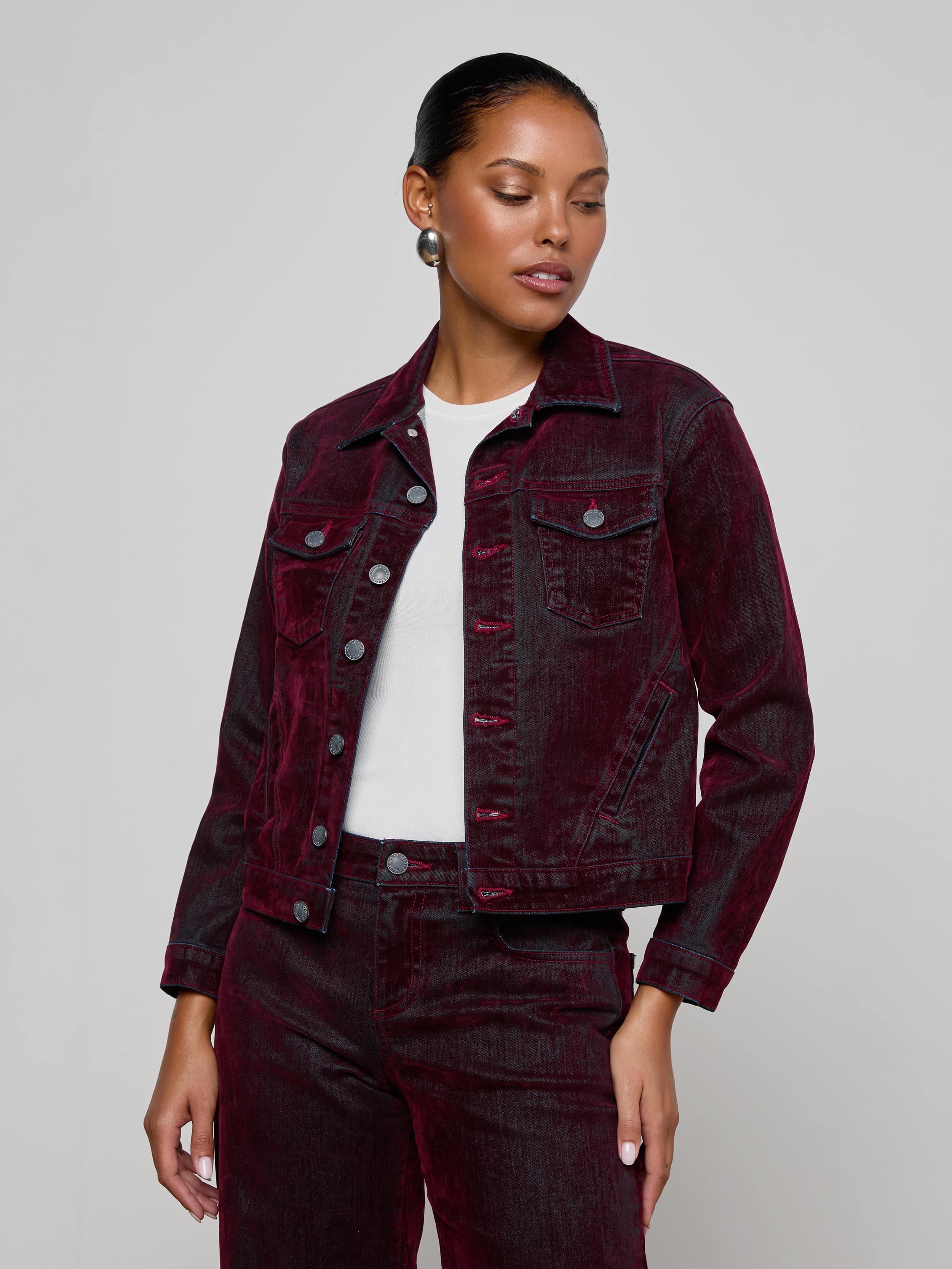 L'AGENCE - Maven Flocked Jean Jacket
