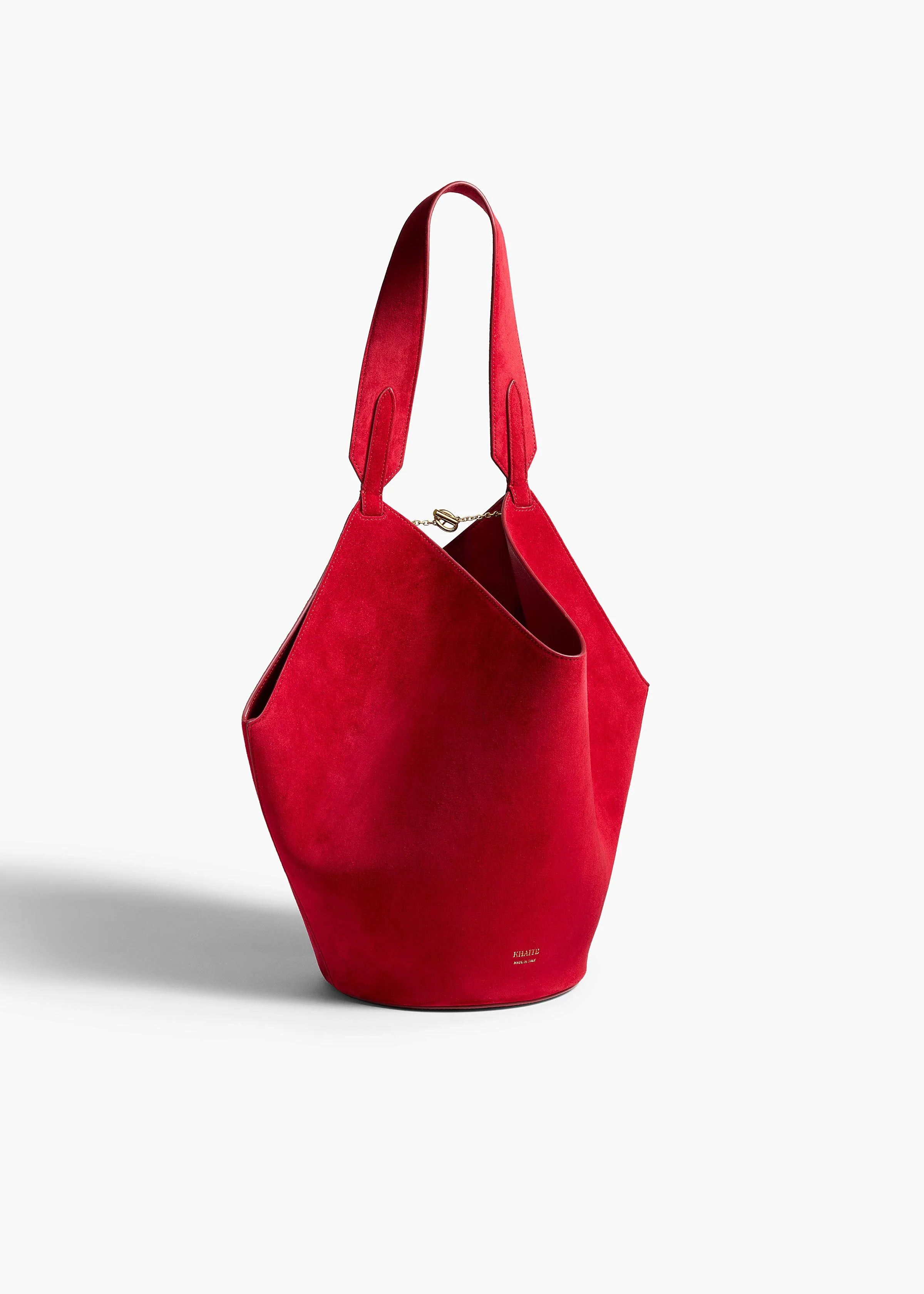 Khaite - Small Lotus Tote in Ruby Suede - Image 7