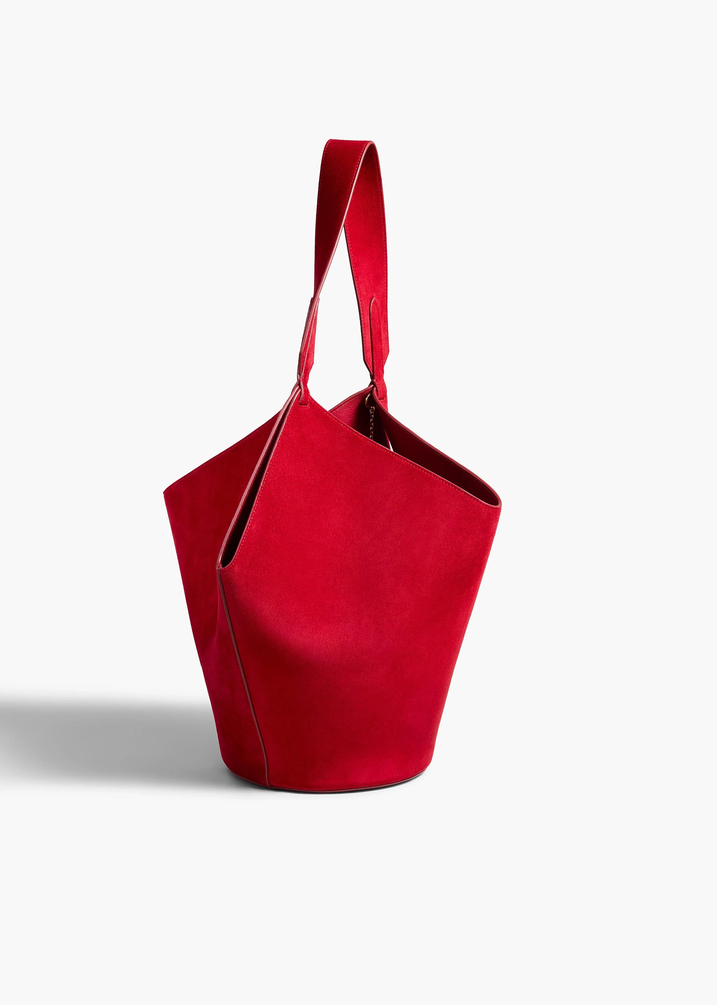 Khaite - Small Lotus Tote in Ruby Suede - Image 8