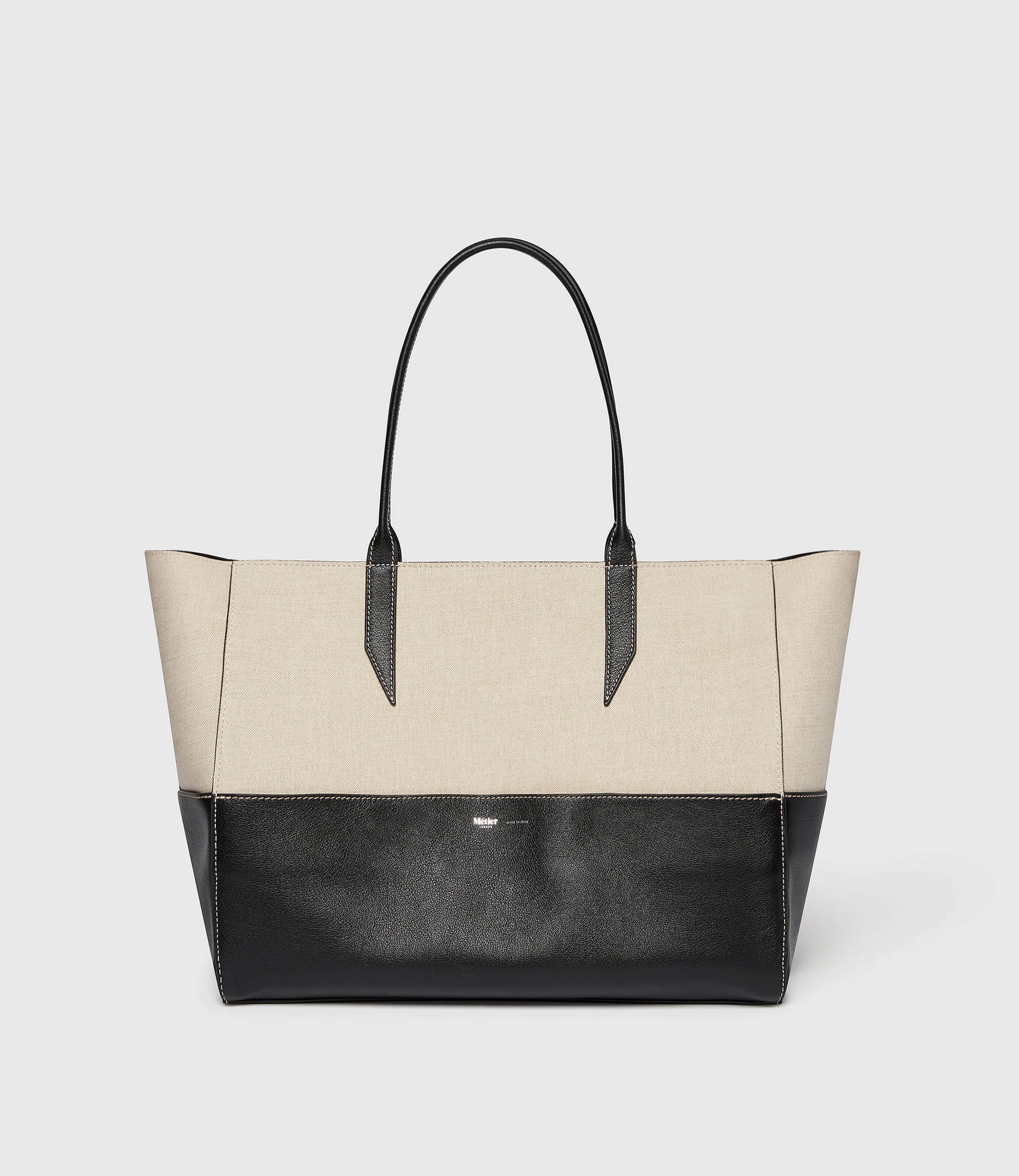 Metier - Incognito 36 Cabas Linen and Smooth Calfskin Black