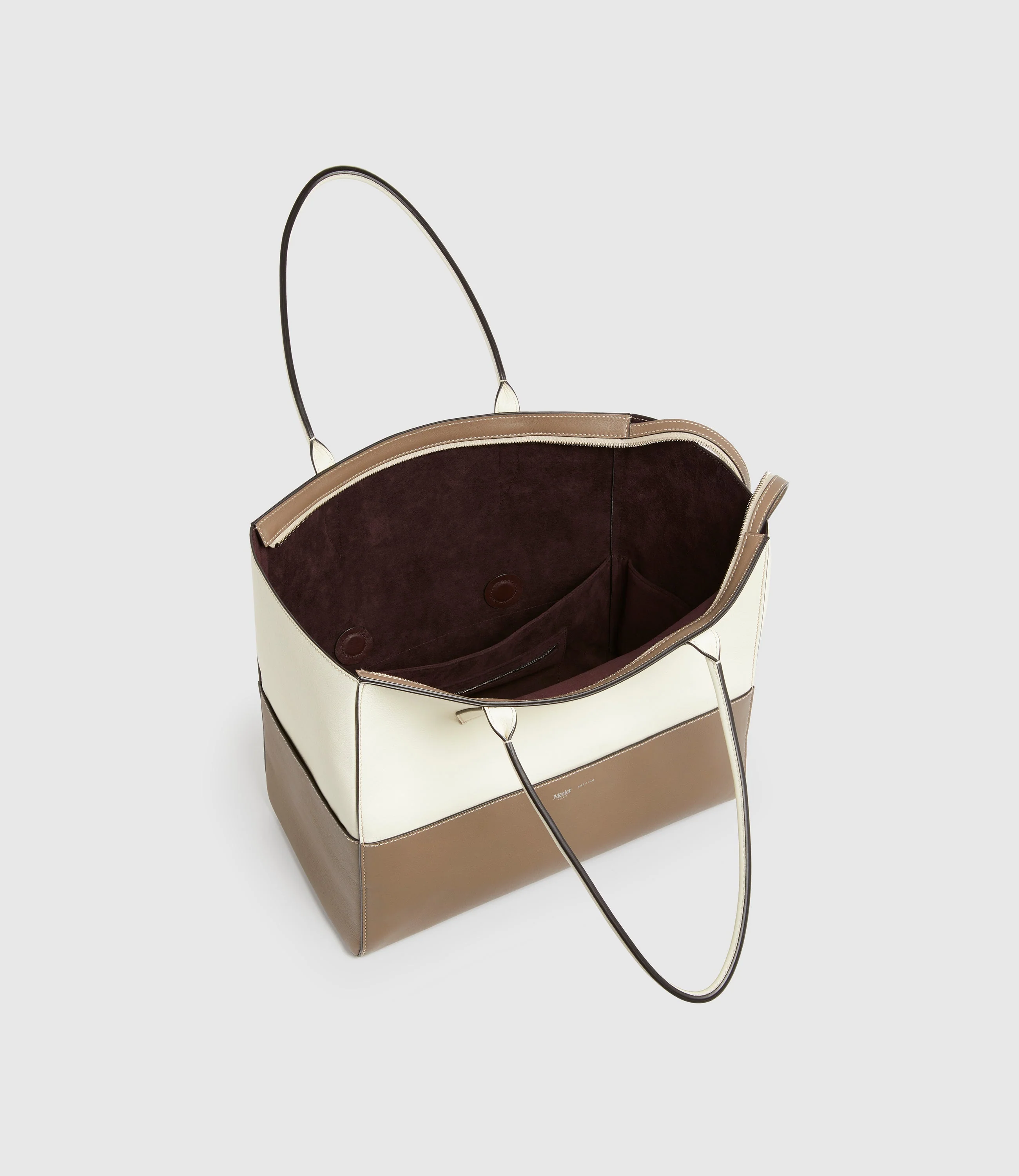 Metier - Incognito 36 Cabas Smooth Calfskin White Sand and Taupe - Image 3