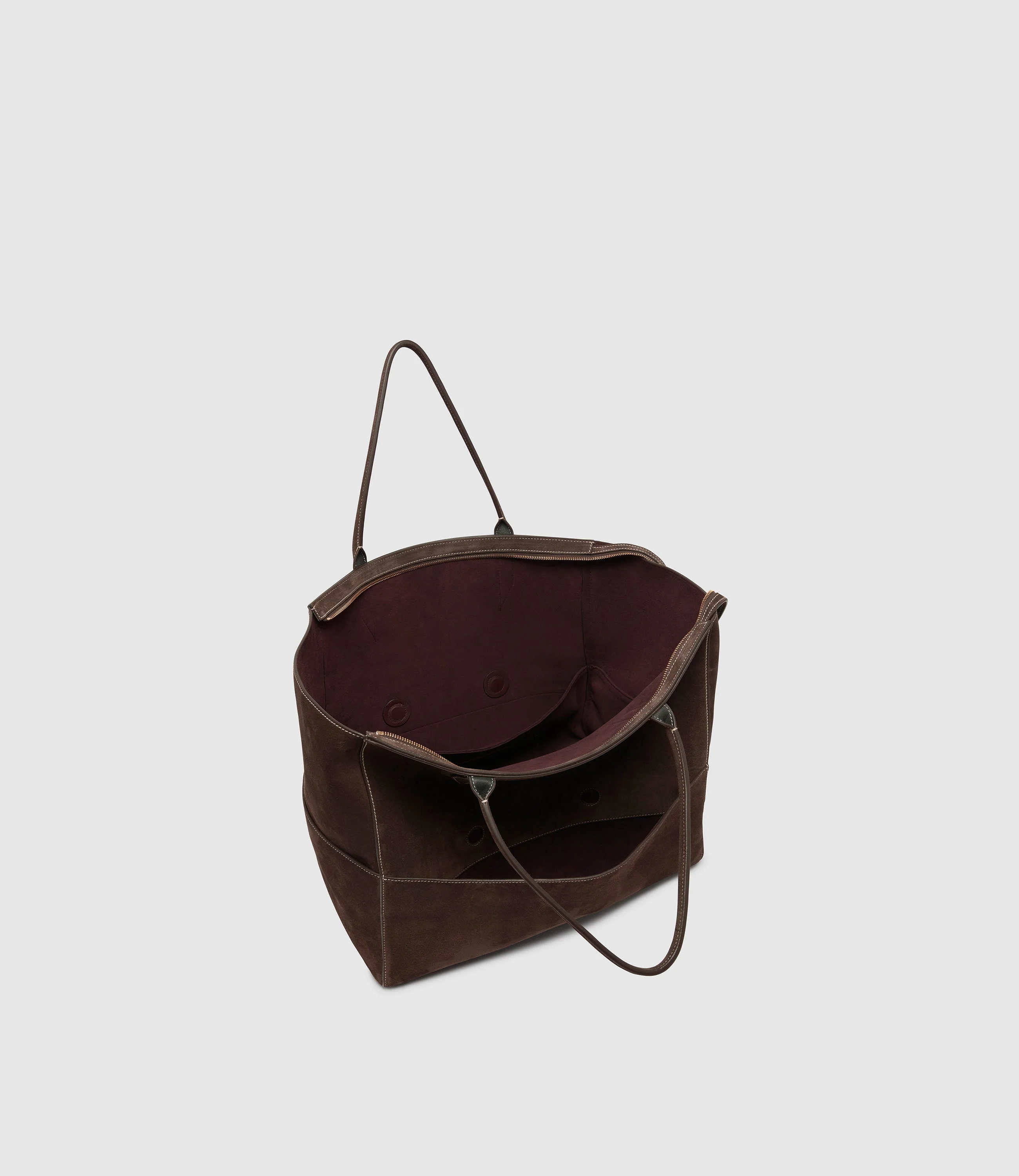 Metier - Incognito 42 Cabas Suede Chocolate with Salt Stitching - Image 3