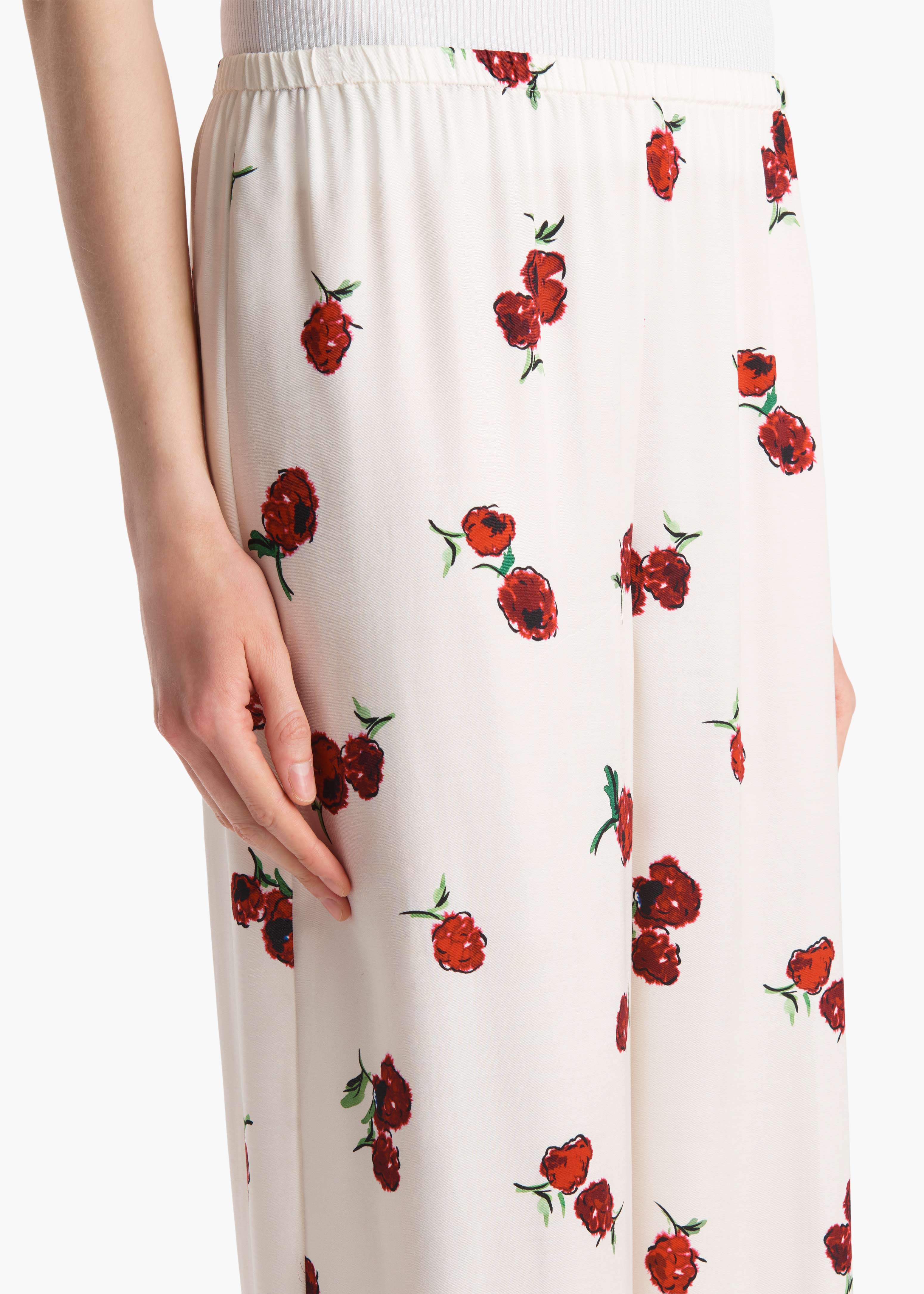 Khaite - Mindy Pant in Cream with Raspberry Print - Image 12