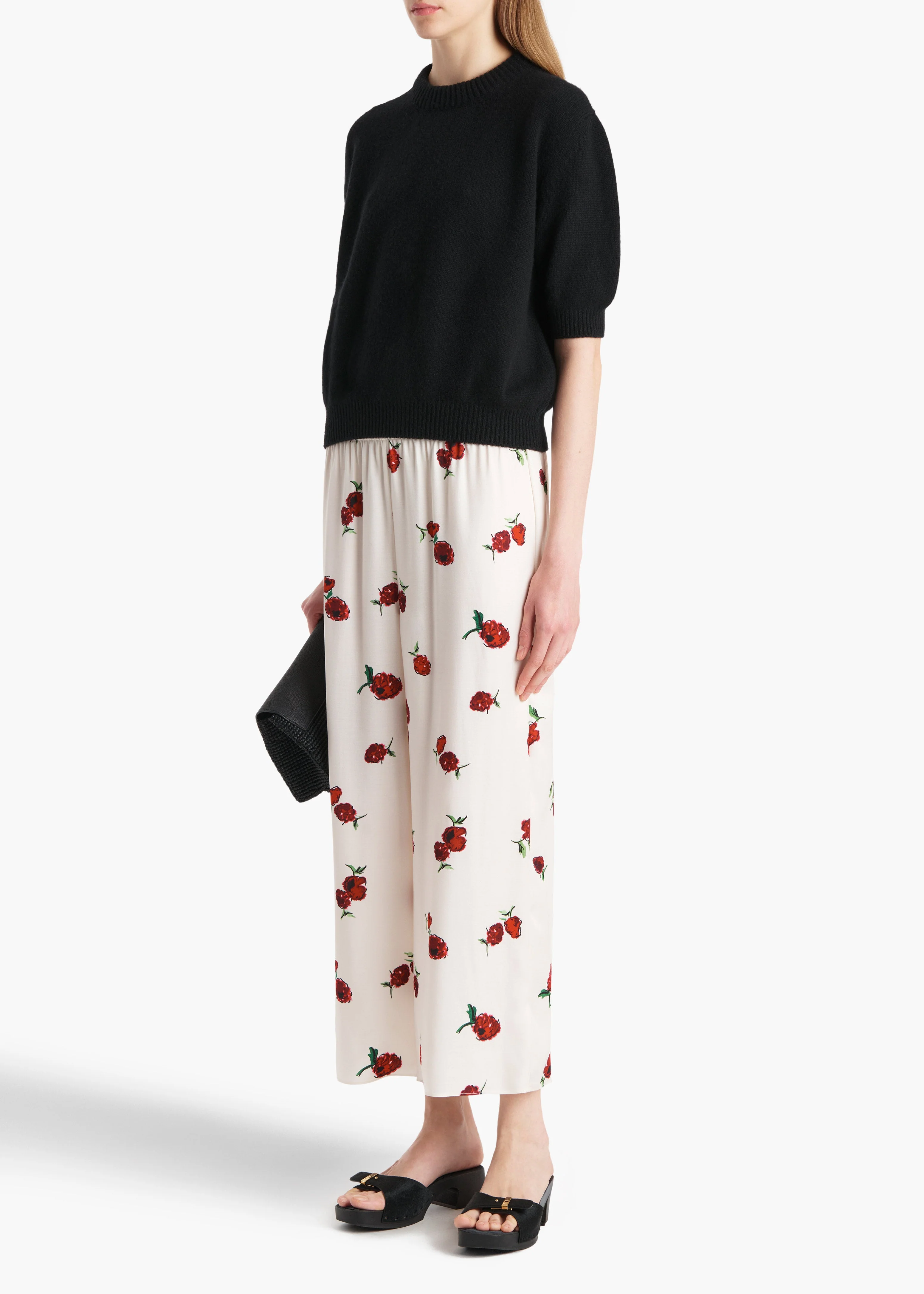 Khaite - Mindy Pant in Cream with Raspberry Print - Image 9