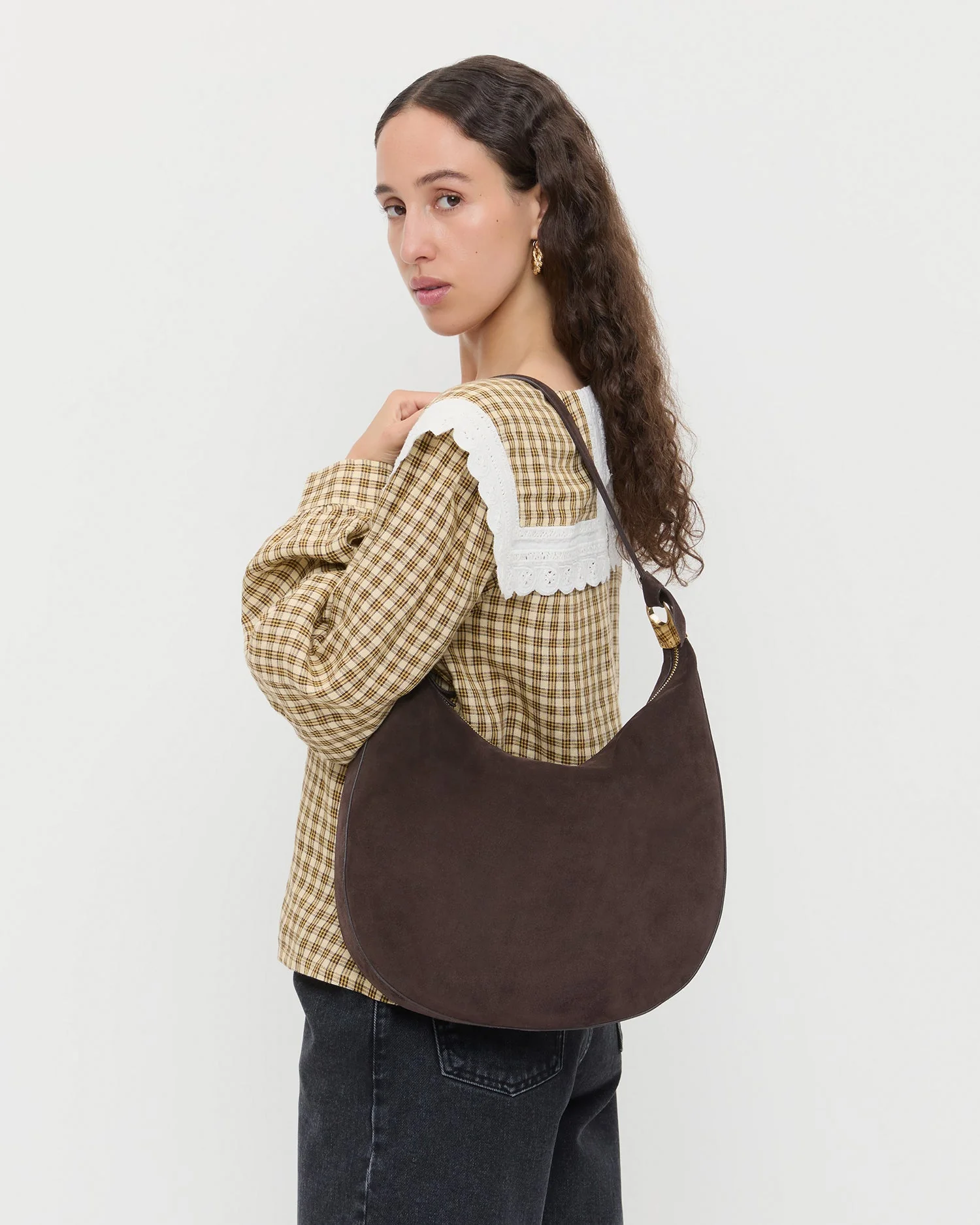 Loeffler Randall - Morgan Brown Suede Shoulder Bag - Image 5