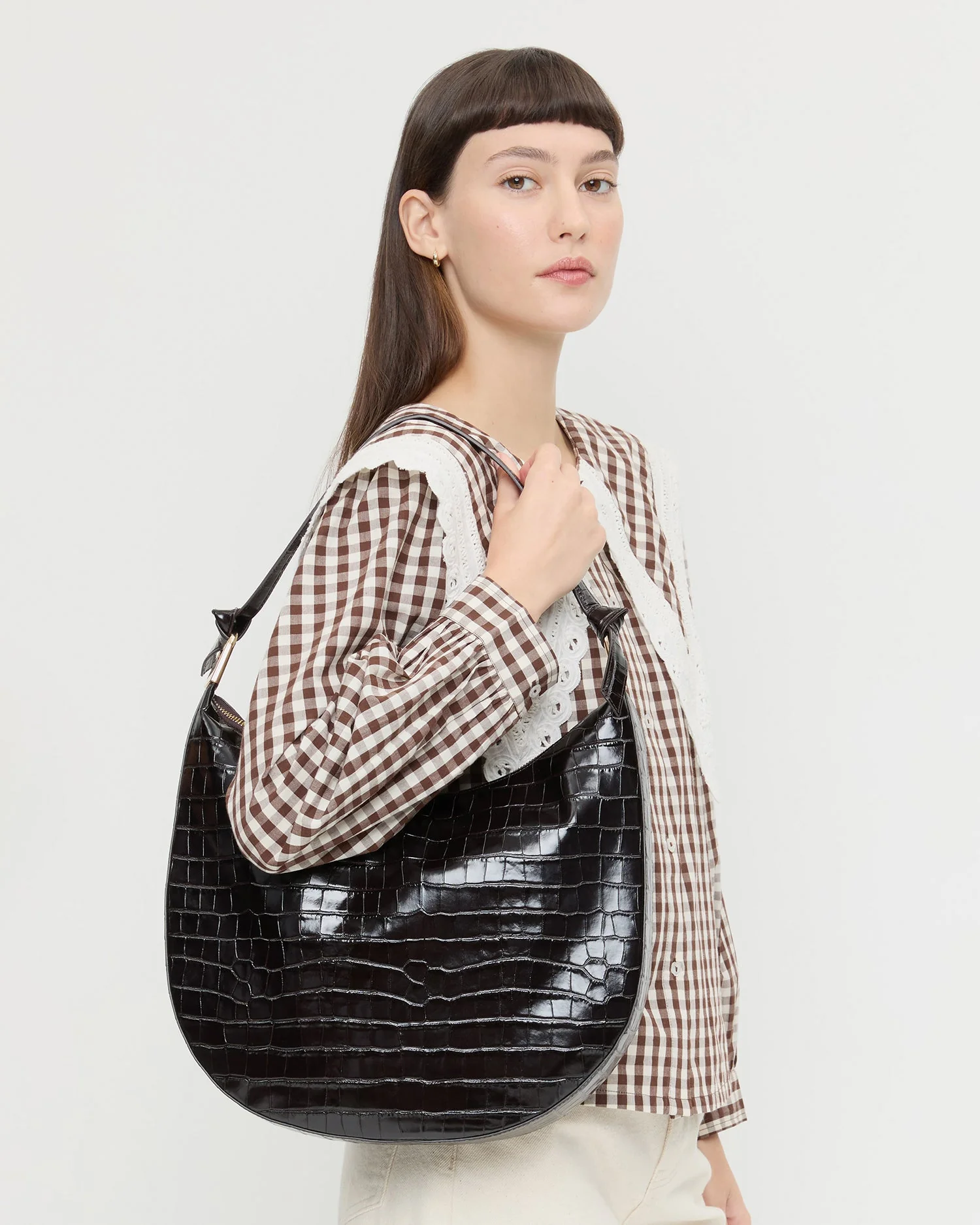 Loeffler Randall - Morgan Crocodile Leather Shoulder Bag - Image 5