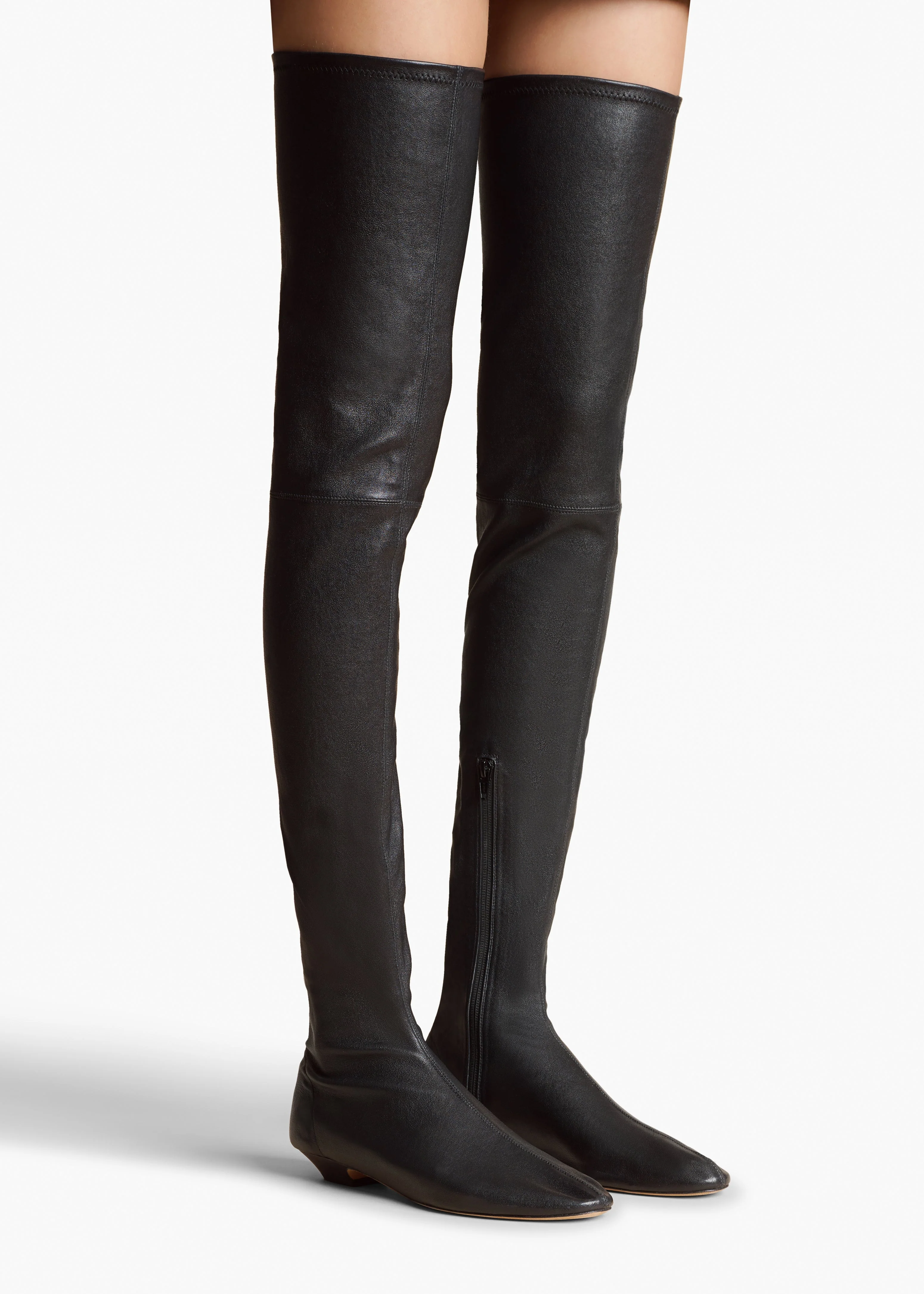 Khaite - Apollo Over - the - Knee Flat Boot in Black Leather - Image 11