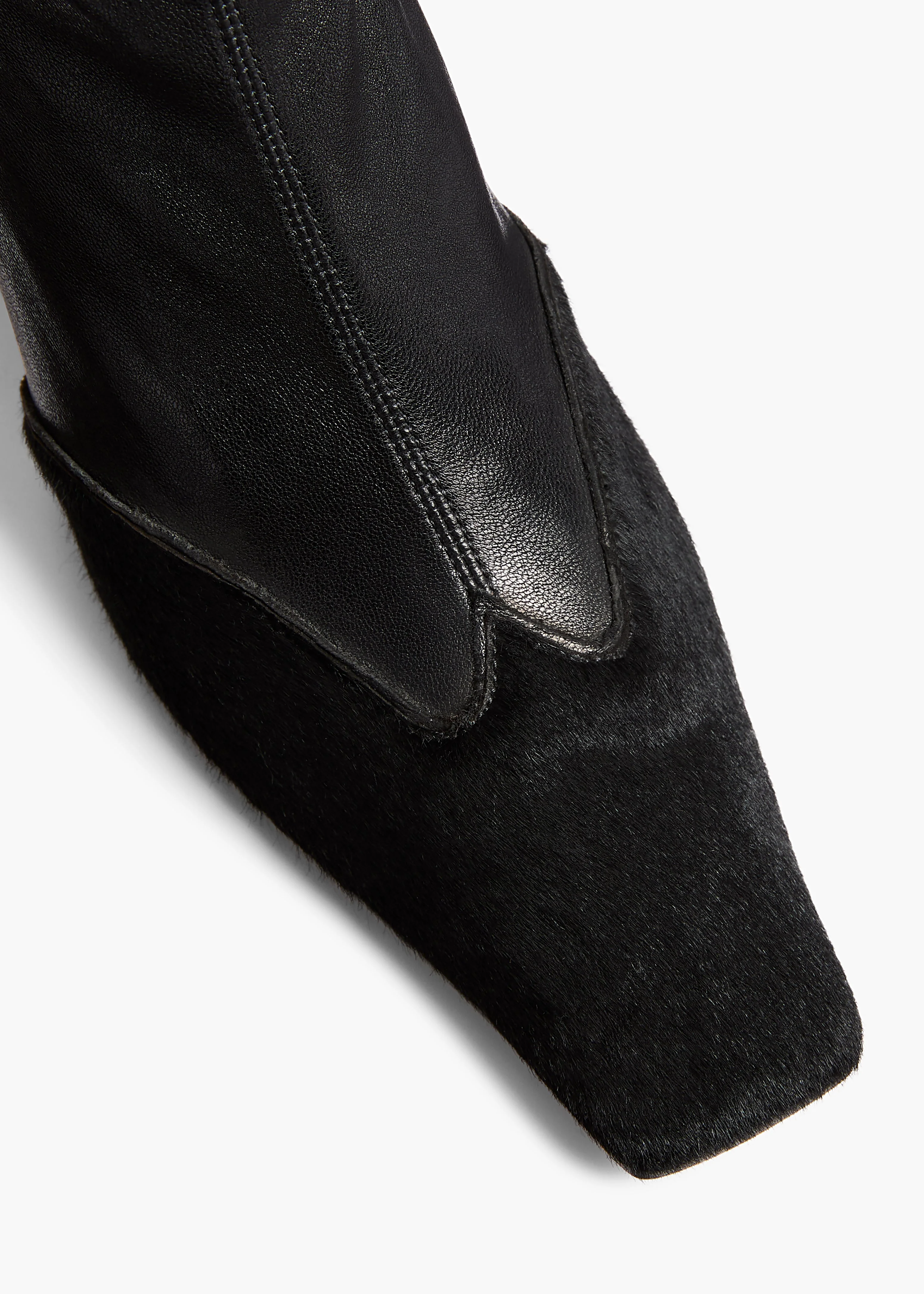 Khaite - Nevada Stretch High Boot in Black Leather and Haircalf - Image 10