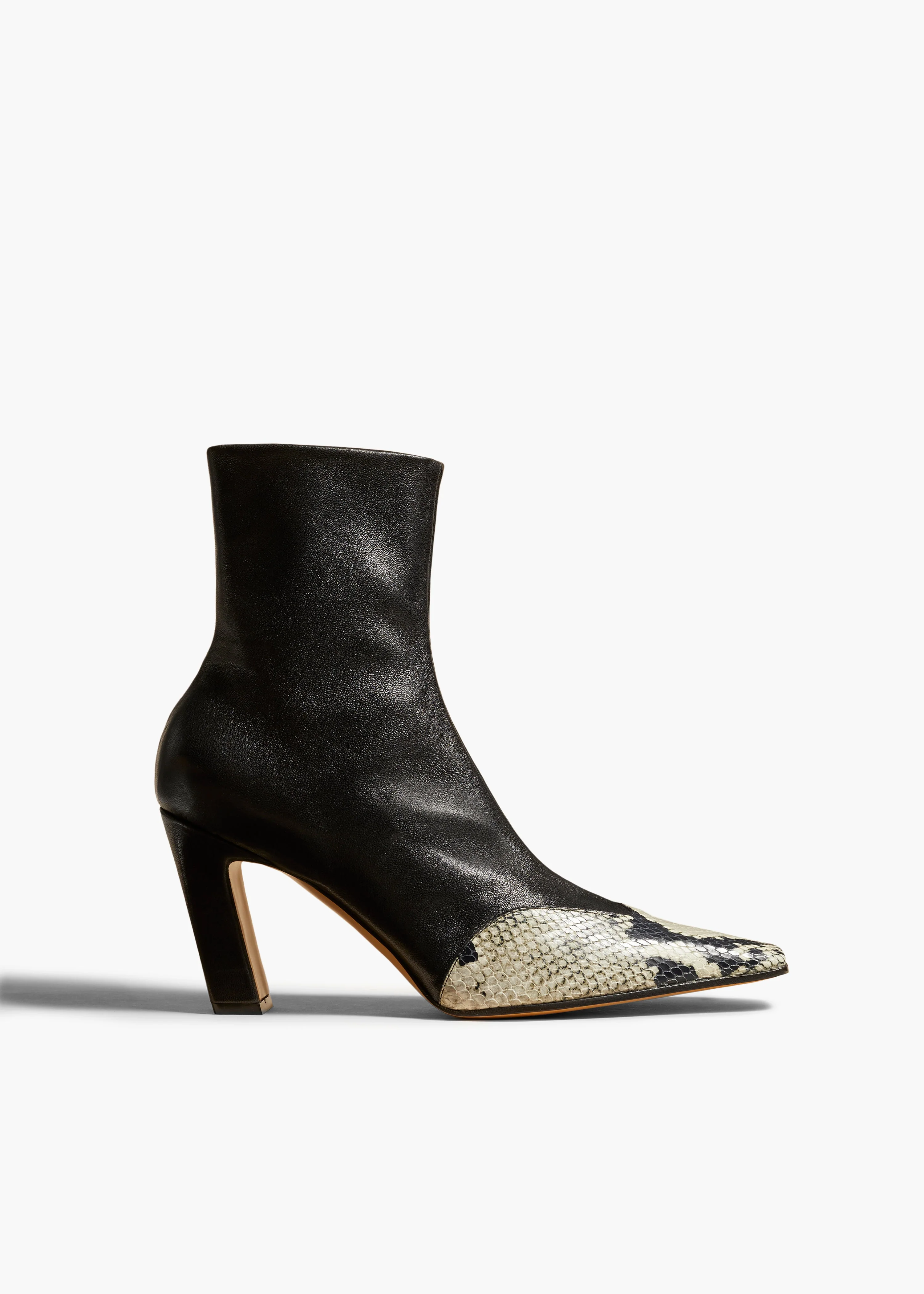 Khaite - Nevada Stretch High Boot in Black with Natural Python - Embossed Leather