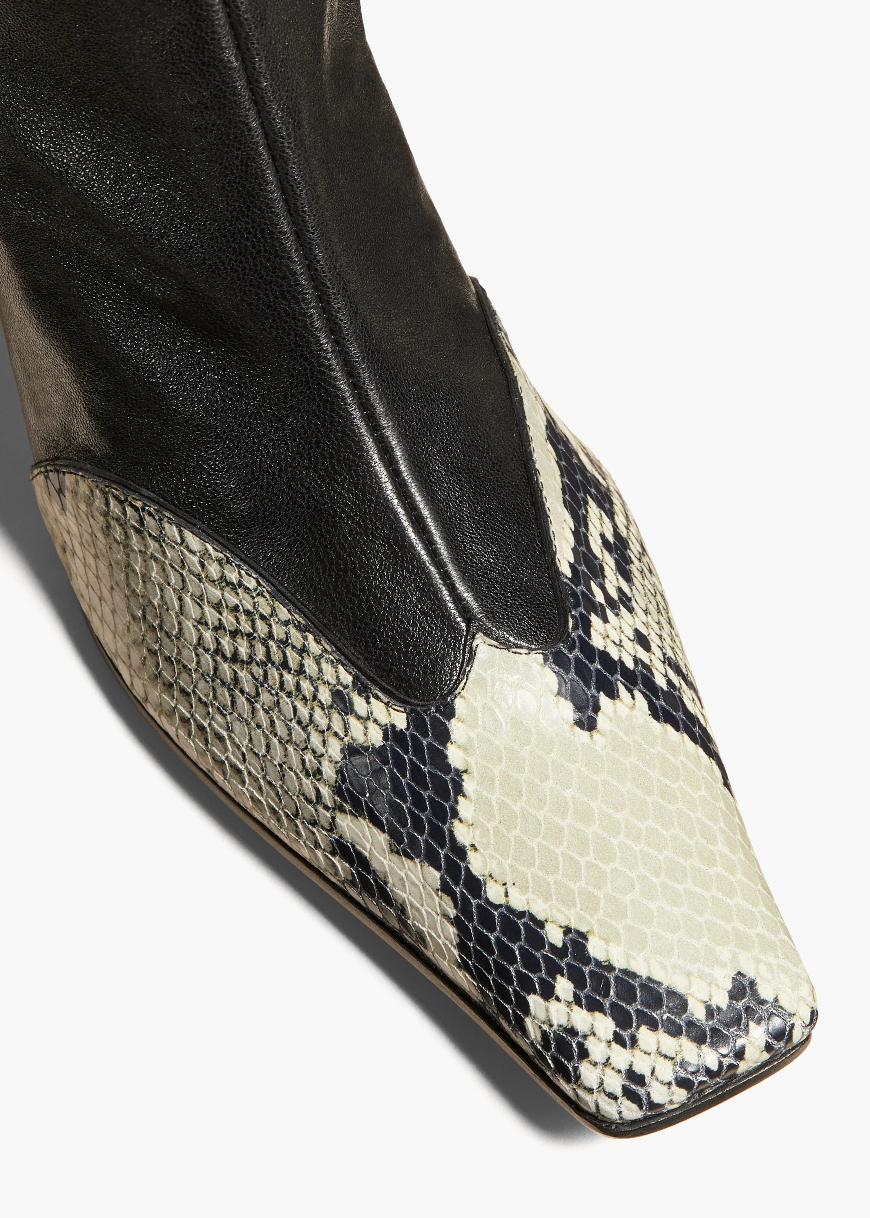 Khaite - Nevada Stretch High Boot in Black with Natural Python - Embossed Leather - Image 3