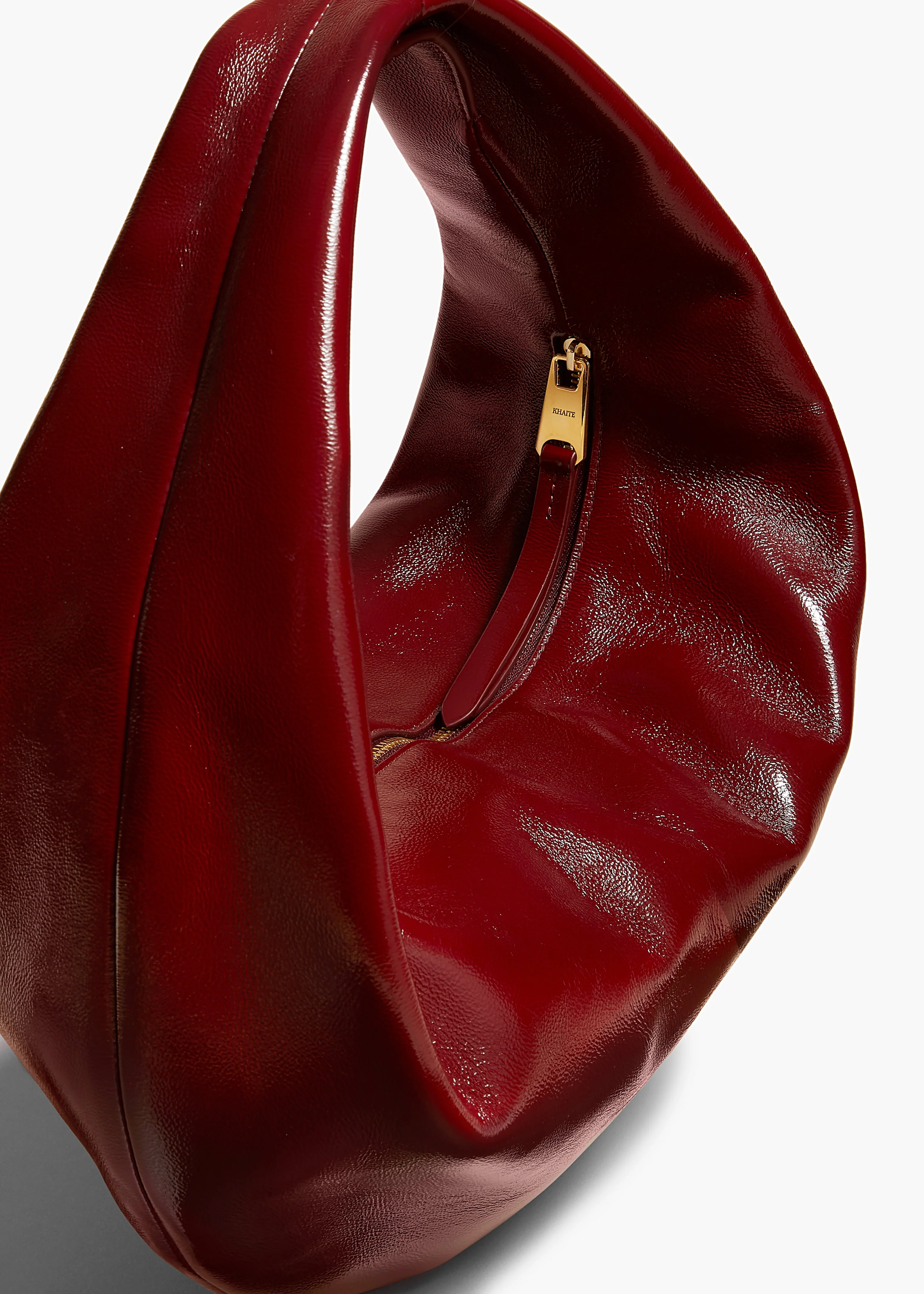 Khaite - Medium Olivia Hobo in Oxblood Crackle Patent Leather - Image 3