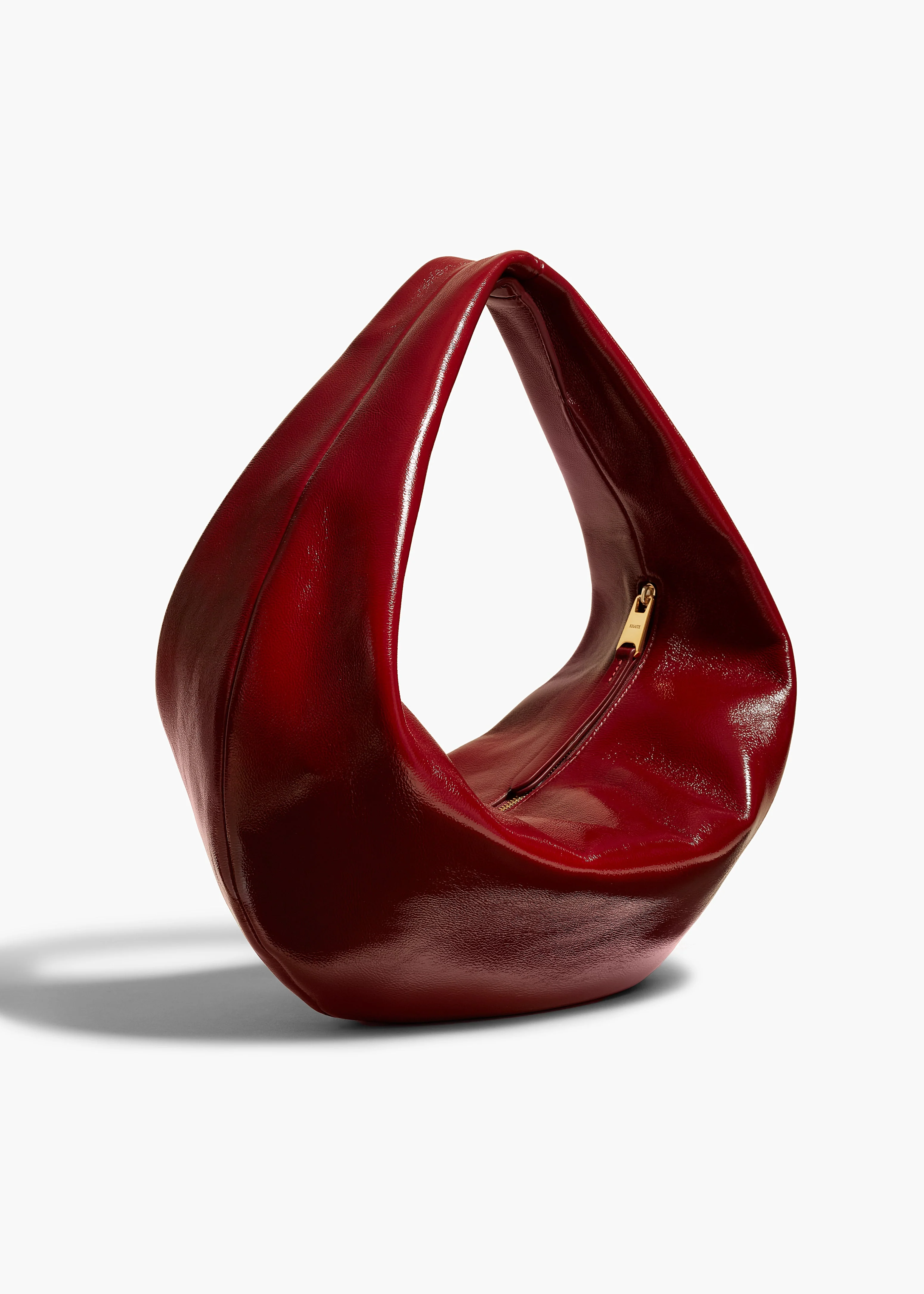 Khaite - Medium Olivia Hobo in Oxblood Crackle Patent Leather - Image 8