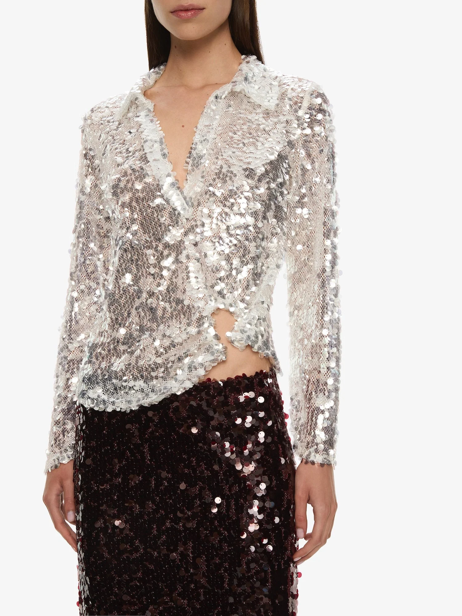 Christopher Esber - Opaline Sequin Long Sleeve Polo - Image 4