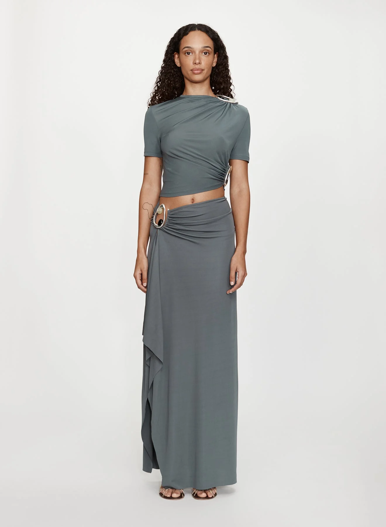 Christopher Esber - Orica Crystal Ruched Jersey Tee