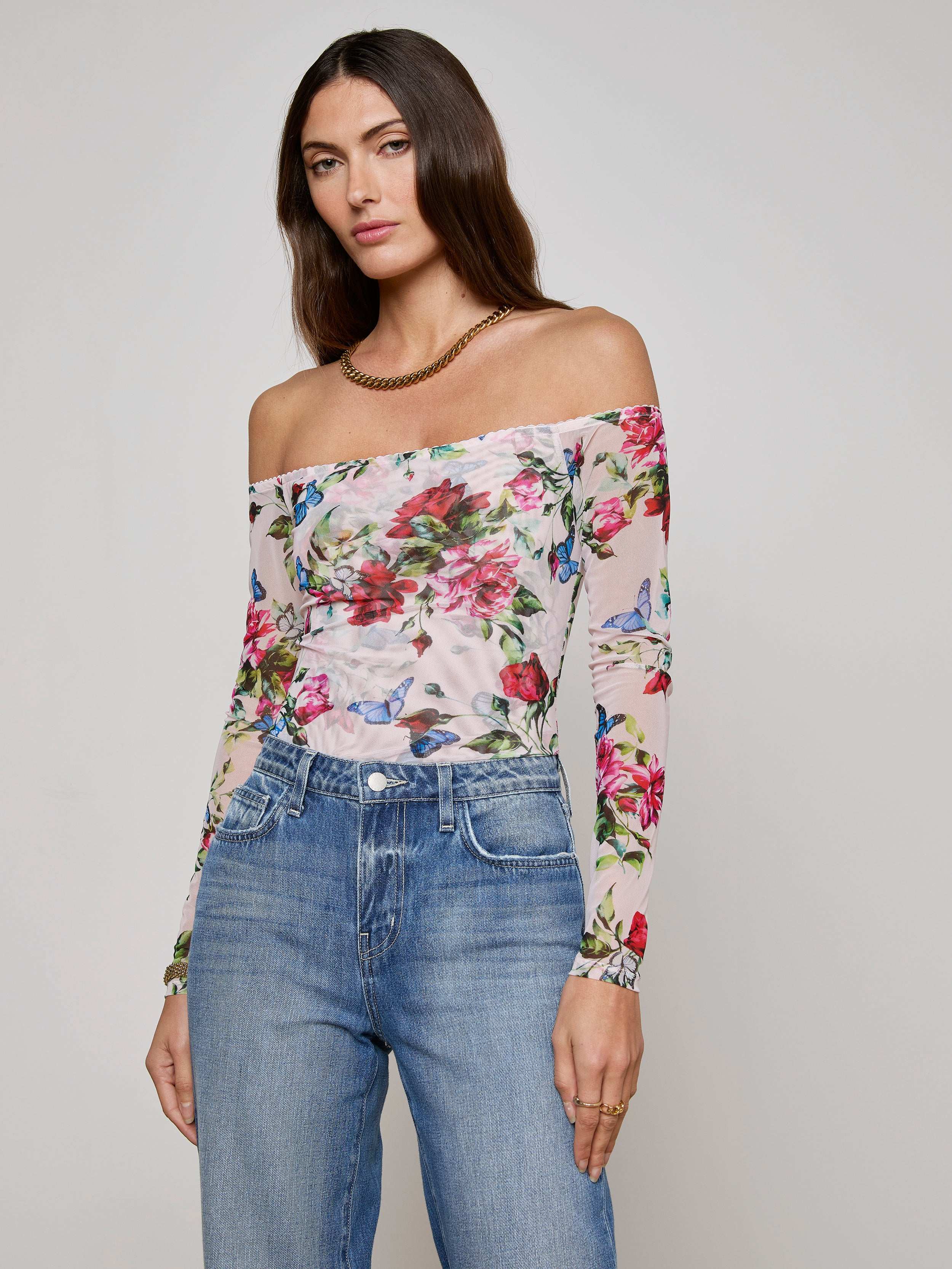 L'AGENCE - Peonie Off - The - Shoulder Bodysuit
