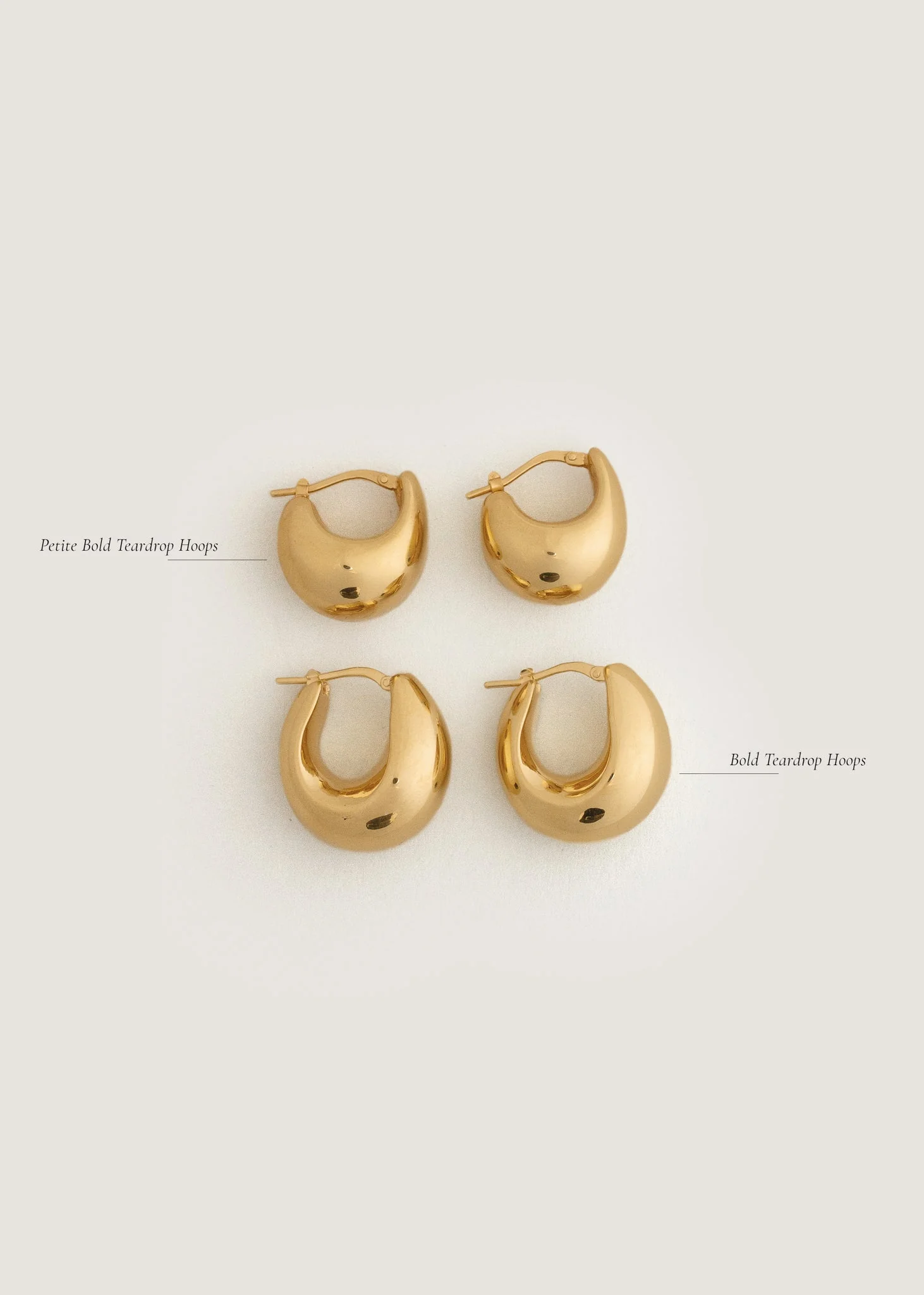 Kinn - Petite Bold Teardrop Hoop Earrings - Image 3