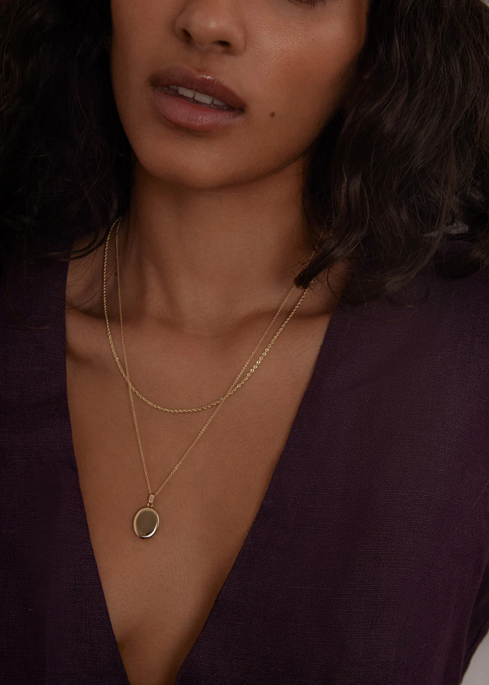 Kinn - Petite Rope & Maison Oval Locket Necklace Stack - Image 3