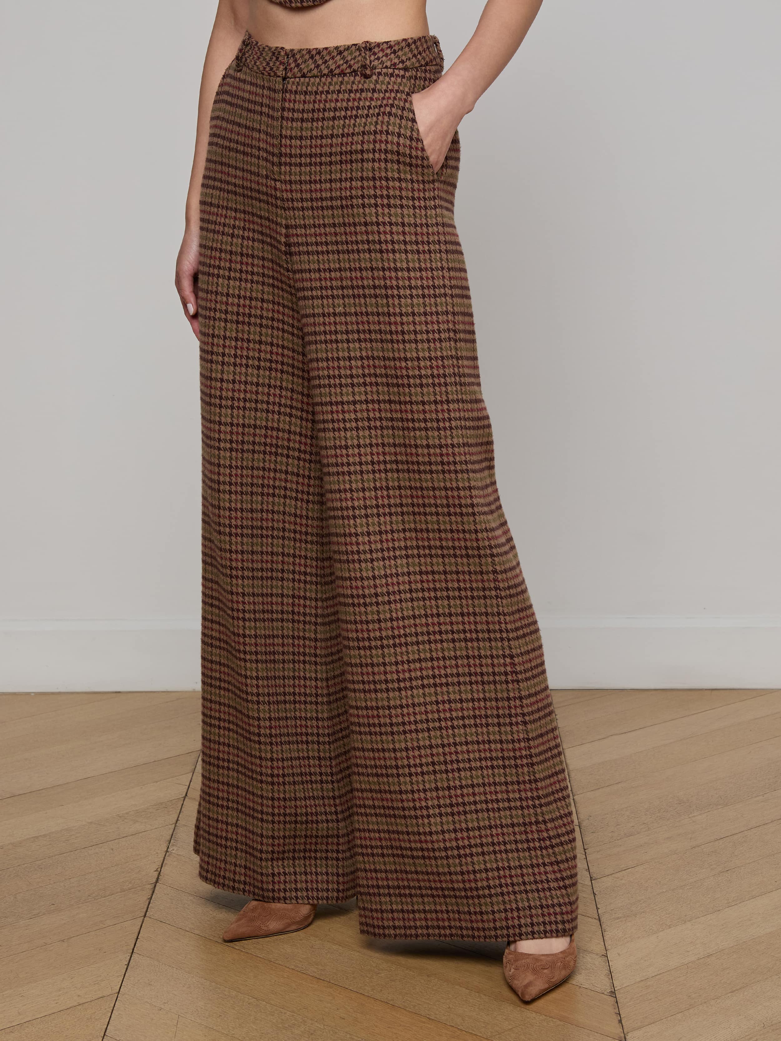 L'AGENCE - Pilar Houndstooth Wide - Leg Pant - Image 3