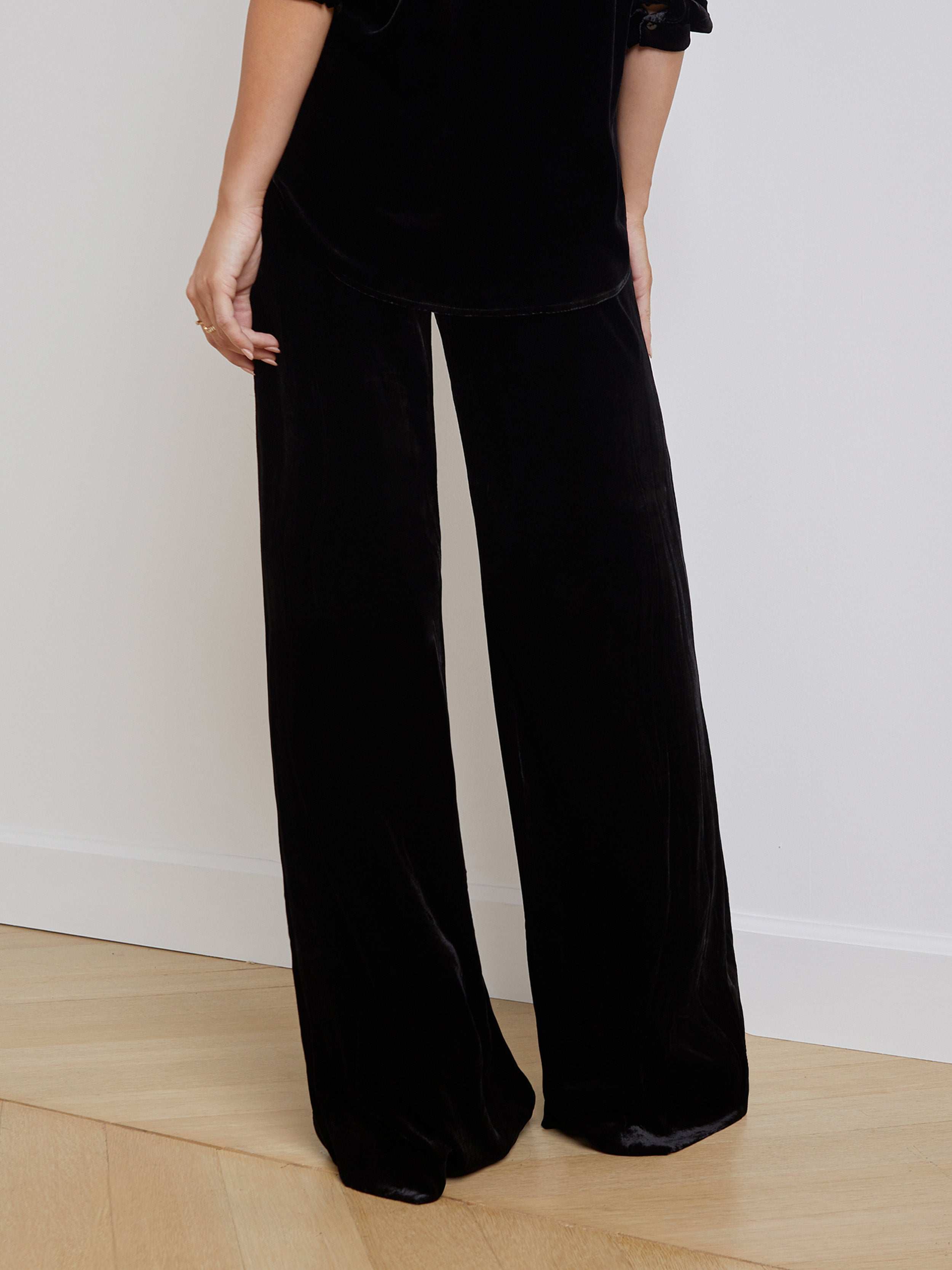 L'AGENCE - Pilar Velvet Wide - Leg Pant - Image 9