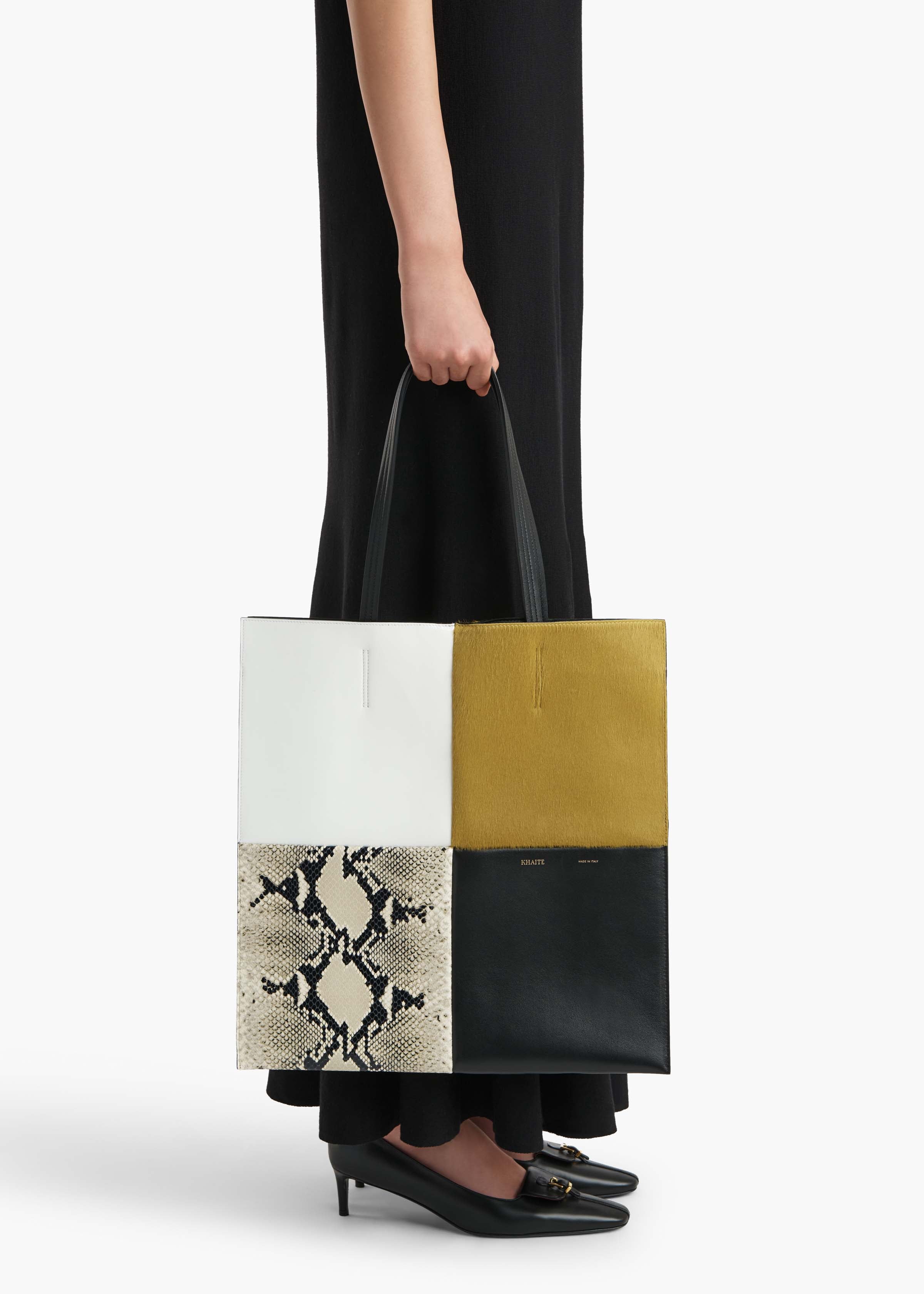 Khaite - Piper Patchwork Tote in Fern Multi - Image 11