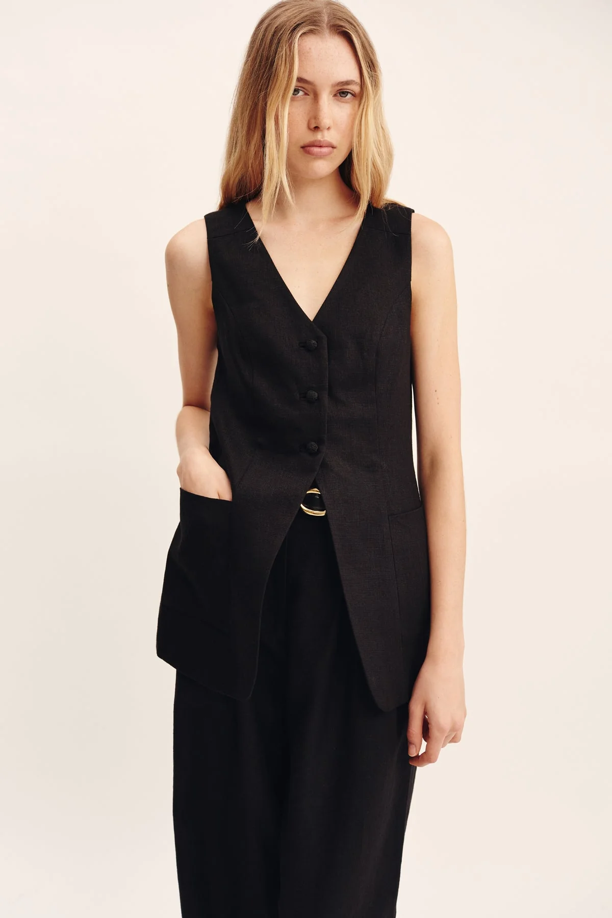 Posse - LORENZO TAILORED VEST - BLACK