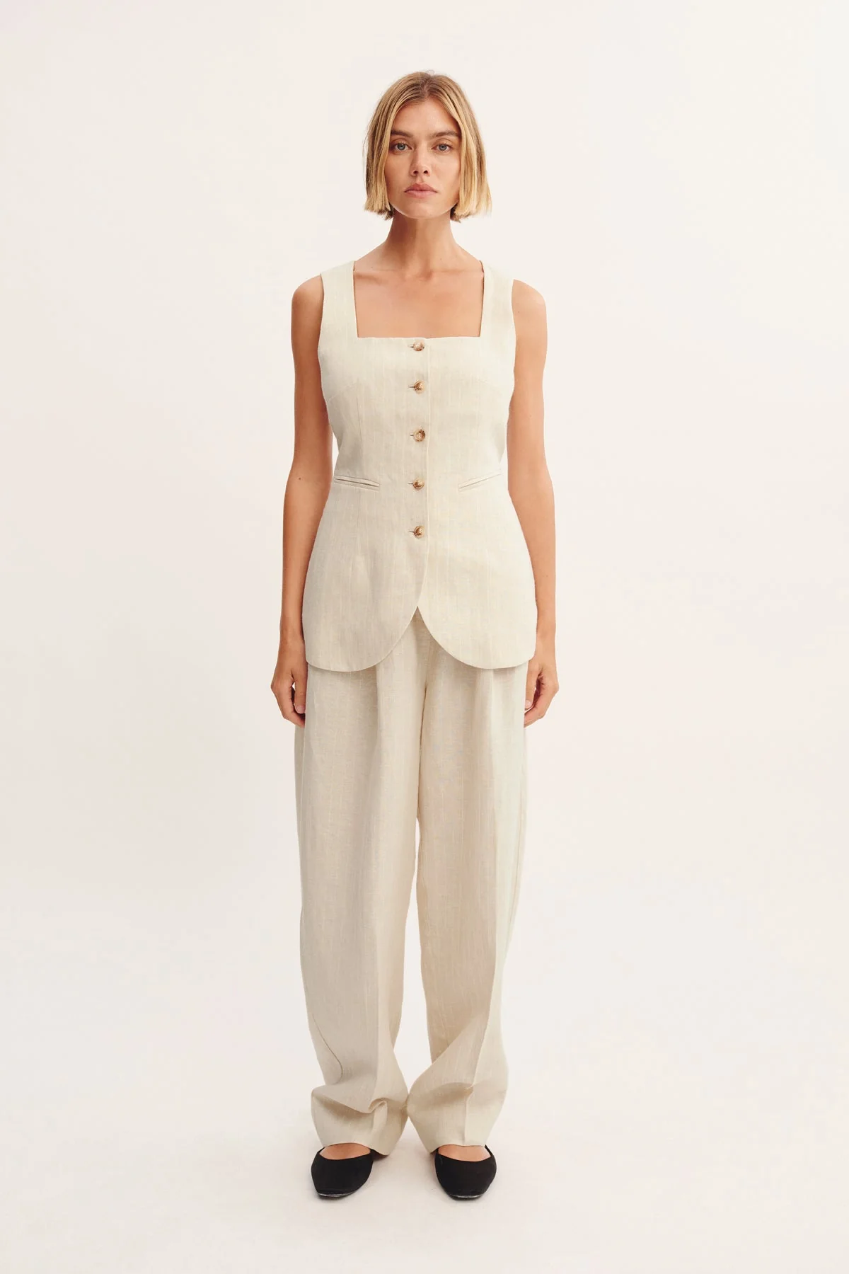Posse - LUCILLE GILET - BEIGE PINSTRIPE - Image 11