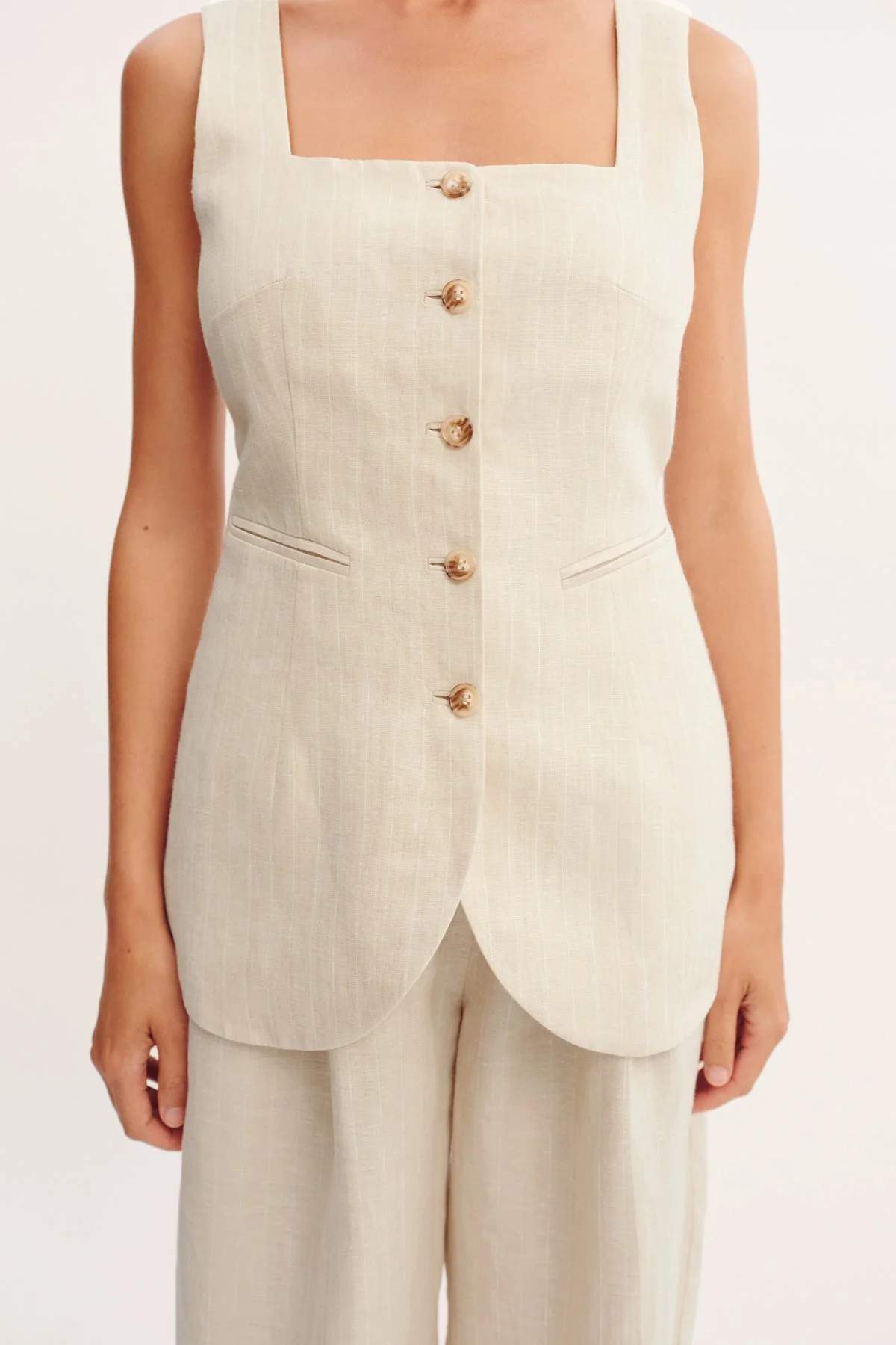 Posse - LUCILLE GILET - BEIGE PINSTRIPE - Image 15
