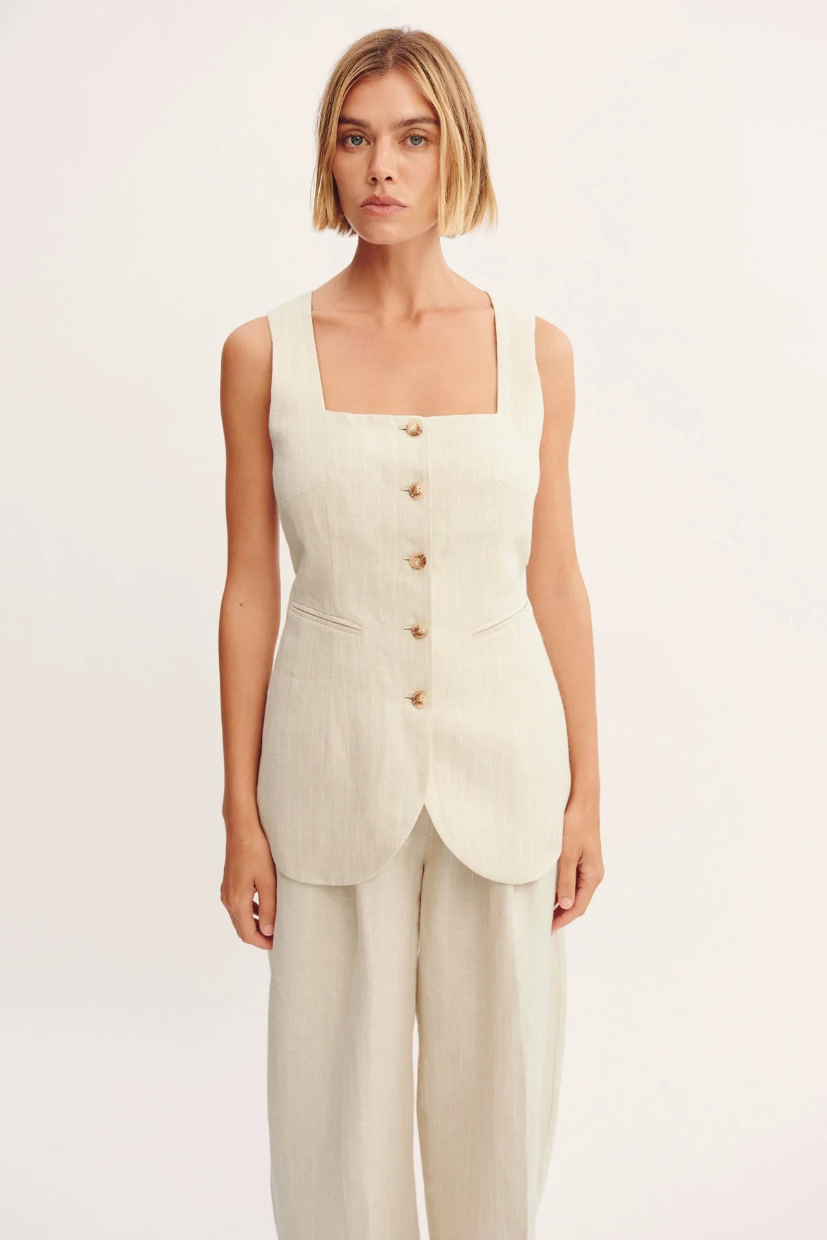 Posse - LUCILLE GILET - BEIGE PINSTRIPE - Image 7