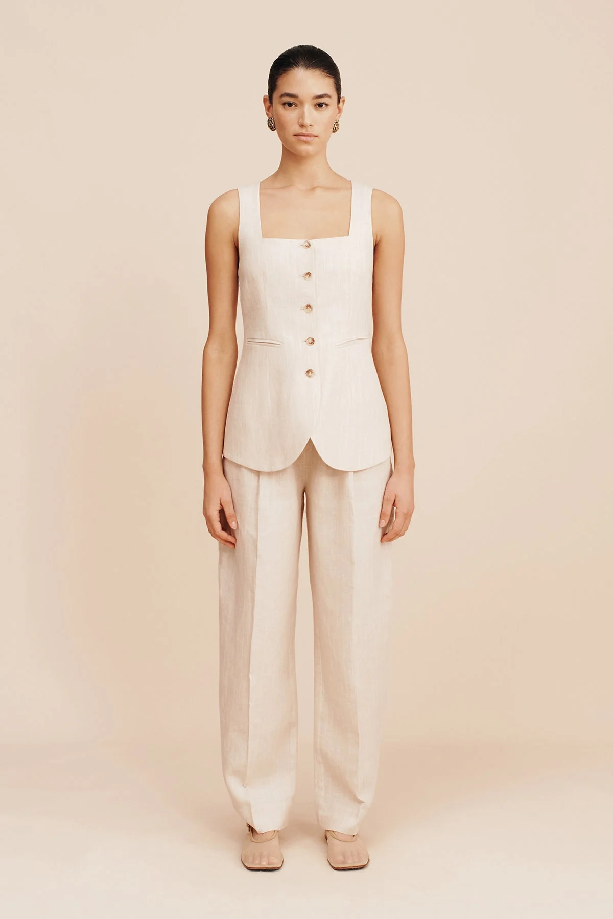 Posse - LUCILLE TROUSER - BEIGE PINSTRIPE