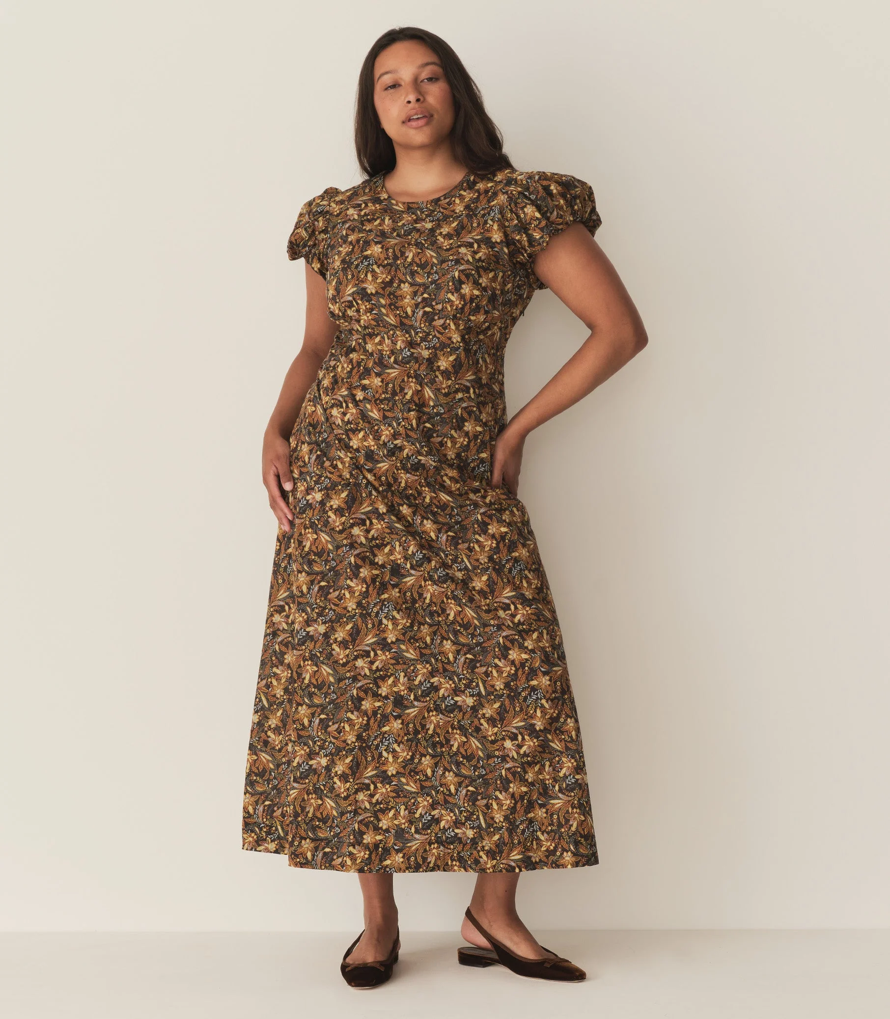 DÔEN - RHODIA DRESS -- NOIR NARCISSUS FLORAL